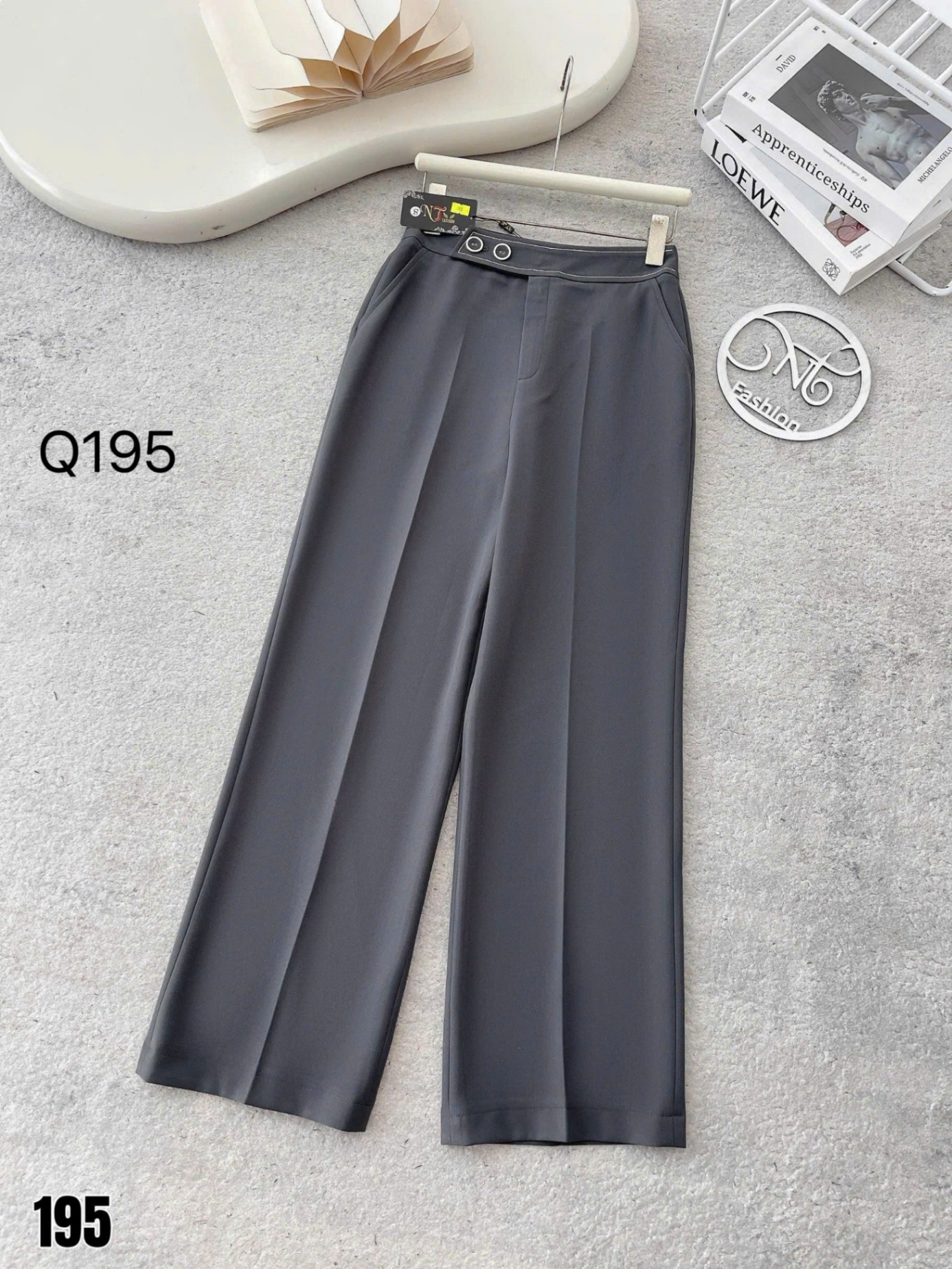 Q195 quần xuông 2 cúc viền chỉ