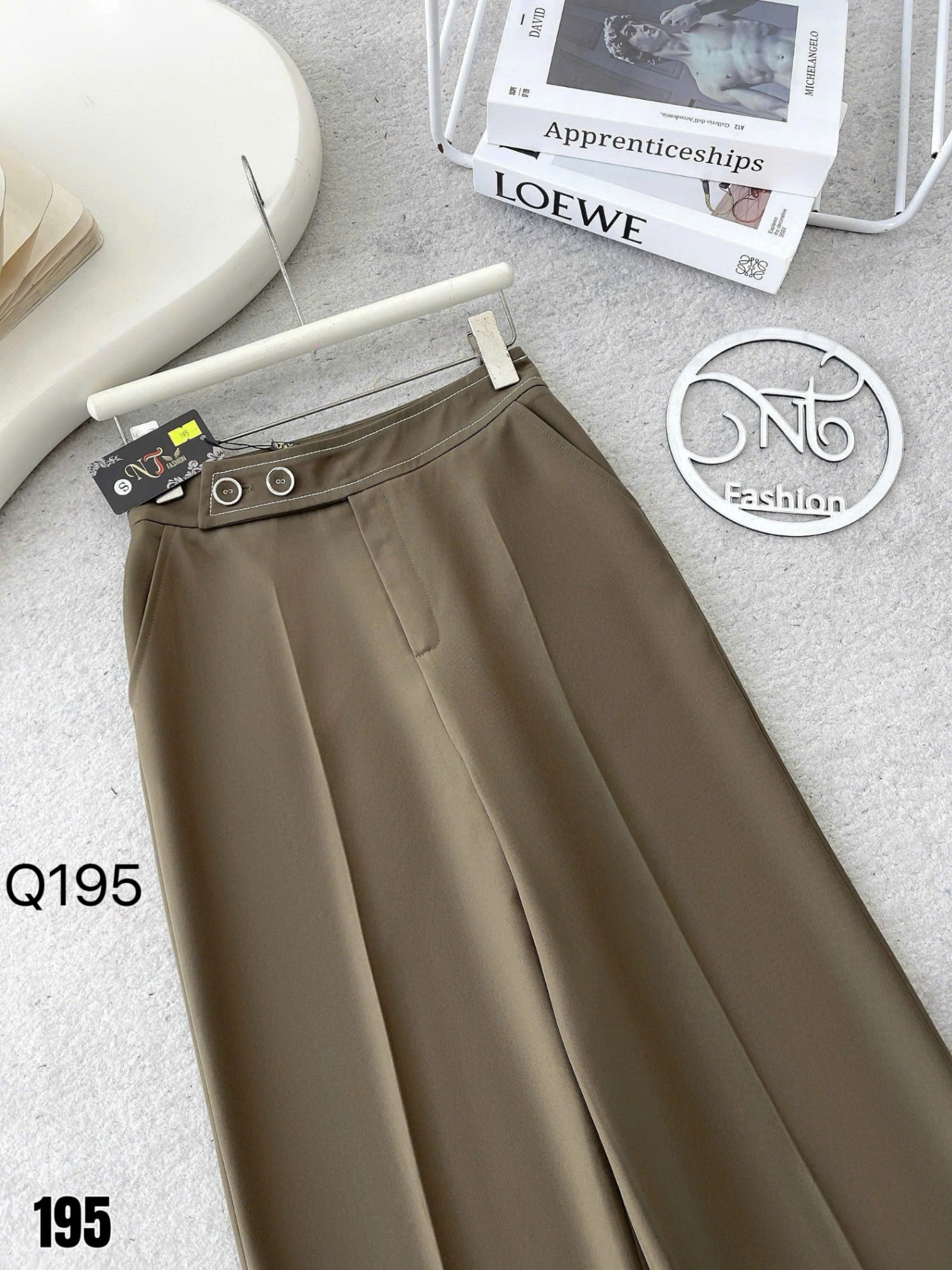 Q195 quần xuông 2 cúc viền chỉ