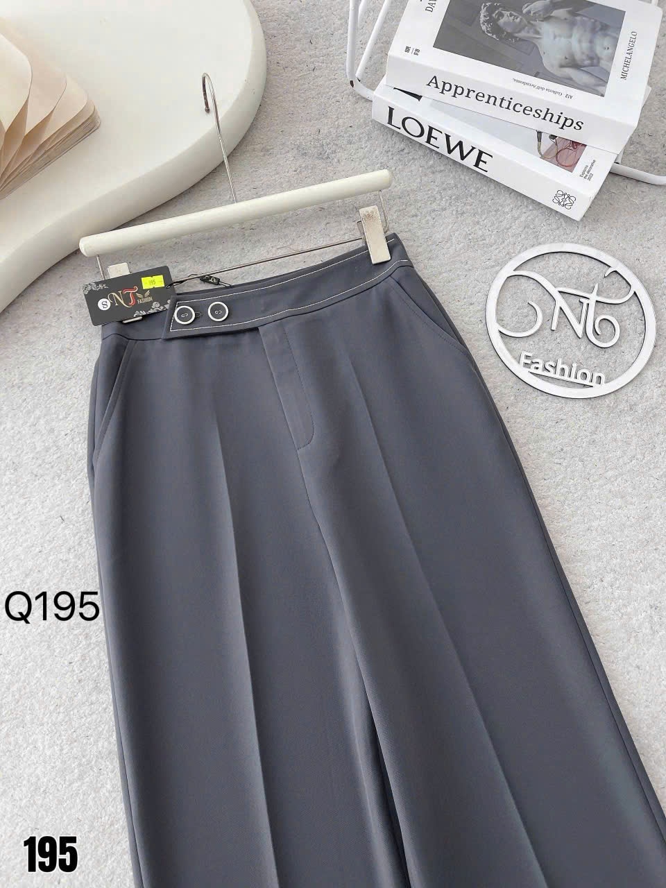 Q195 quần xuông 2 cúc viền chỉ