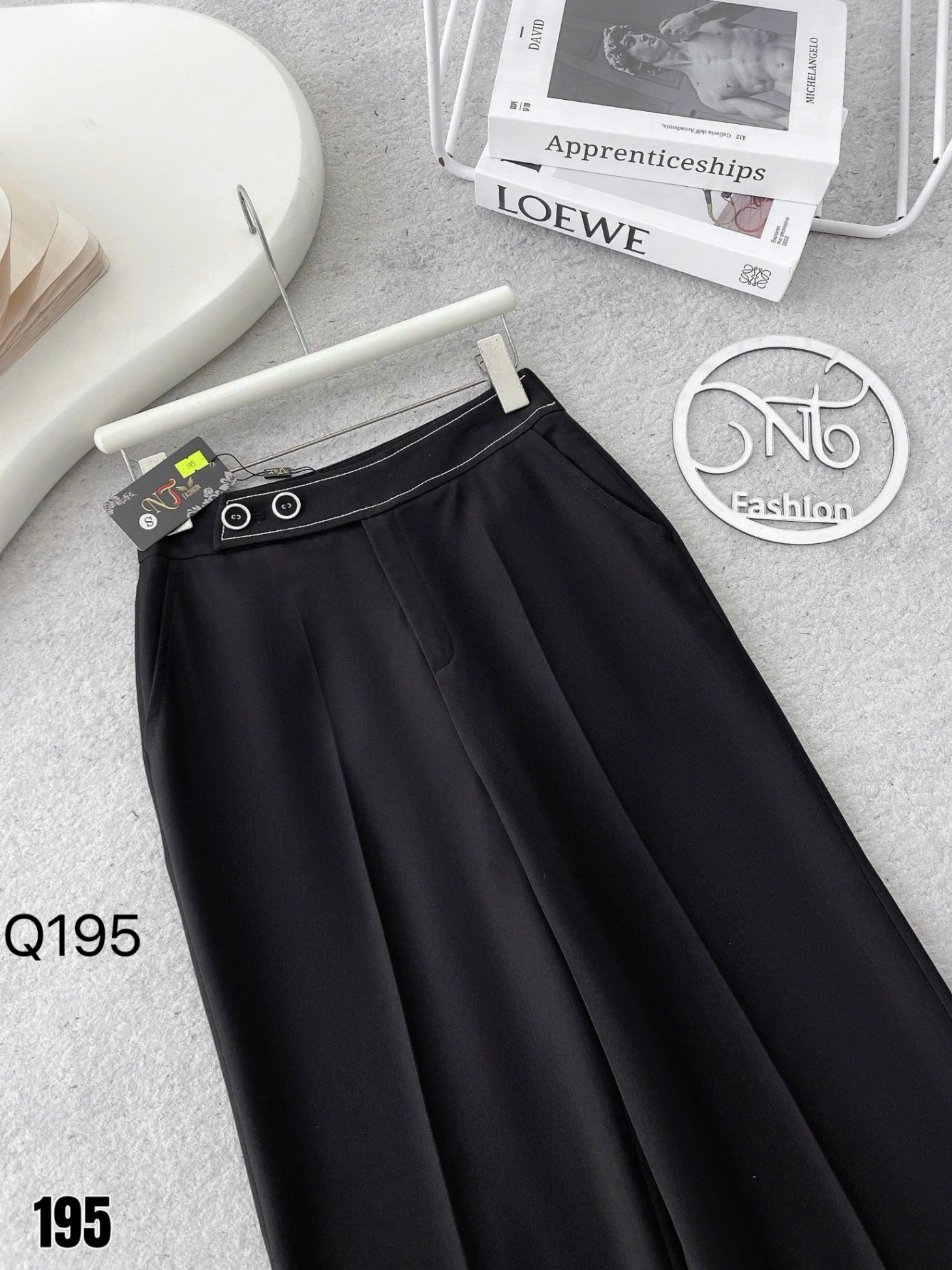 Q195 quần xuông 2 cúc viền chỉ