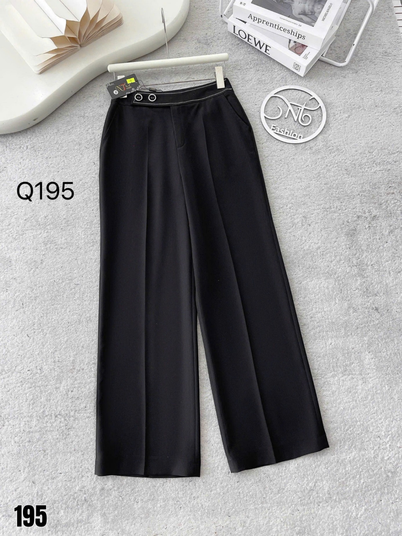 Q195 quần xuông 2 cúc viền chỉ