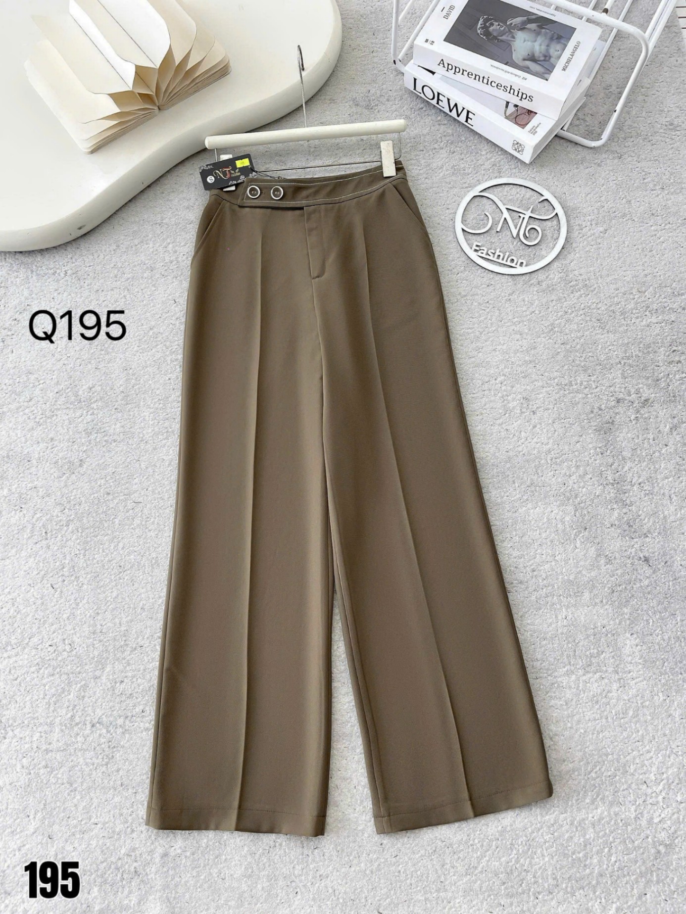 Q195 quần xuông 2 cúc viền chỉ