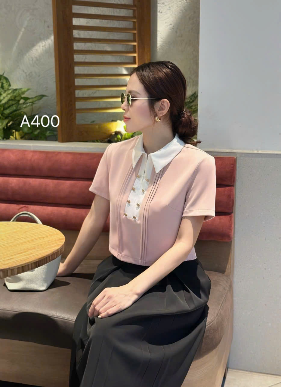 A400 áo kí giả ly nhỏ cúc vàng