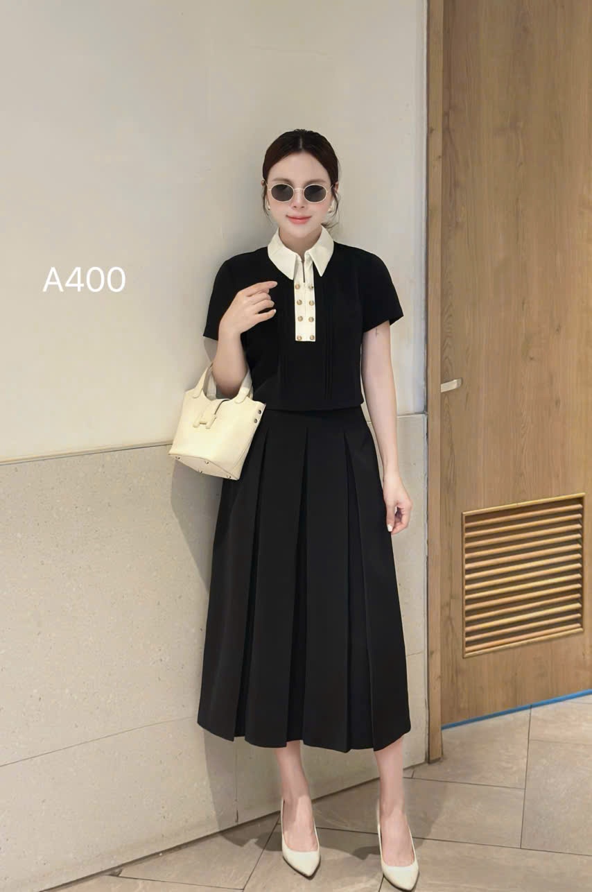 A400 áo kí giả ly nhỏ cúc vàng
