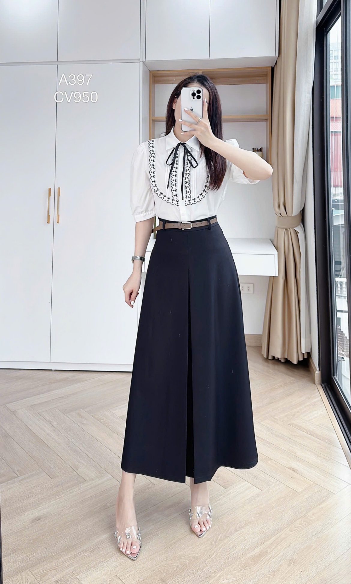 A397 áo bèo yếm ren đen