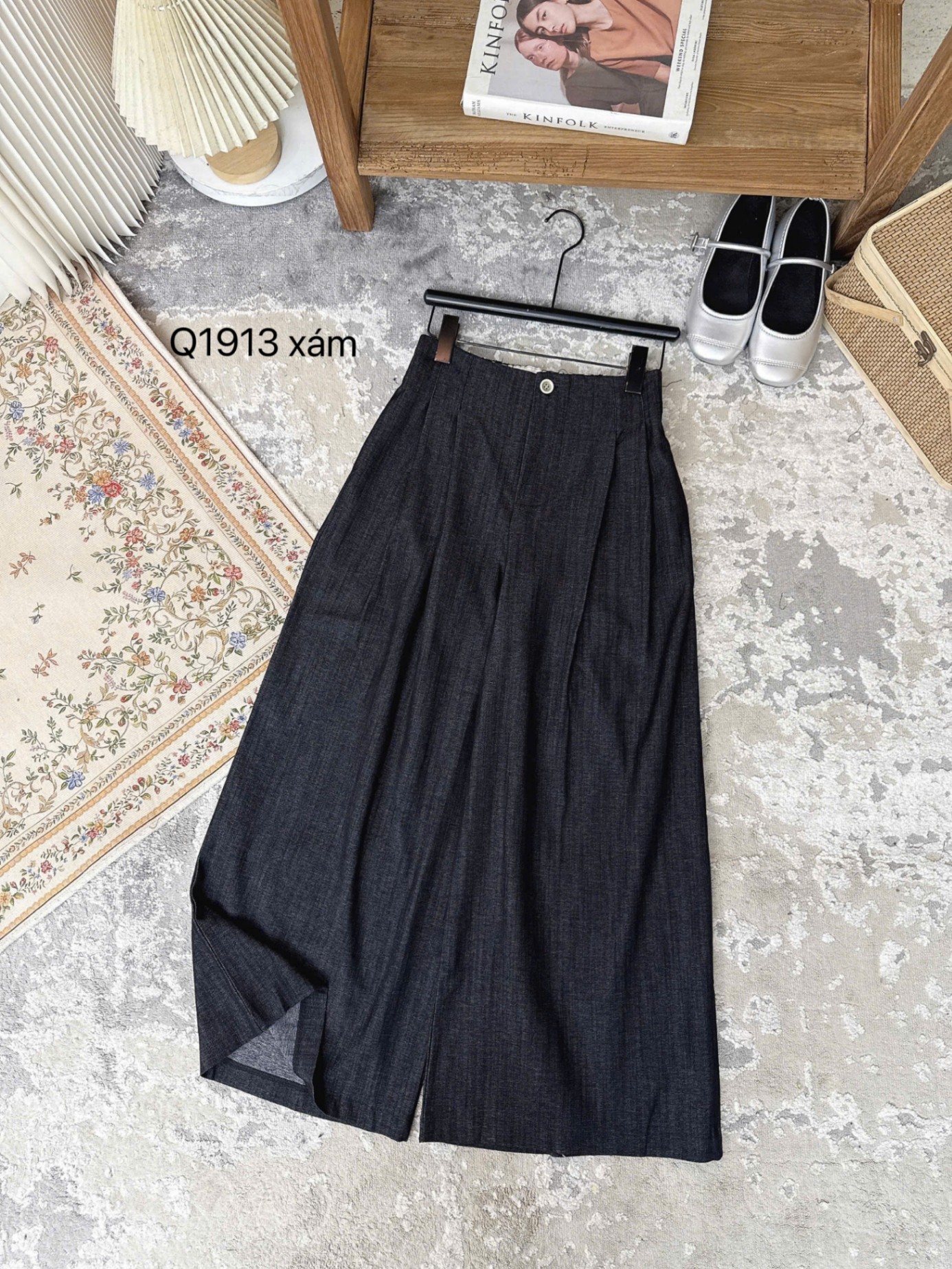 Q1913 quần giả bò ống rộng