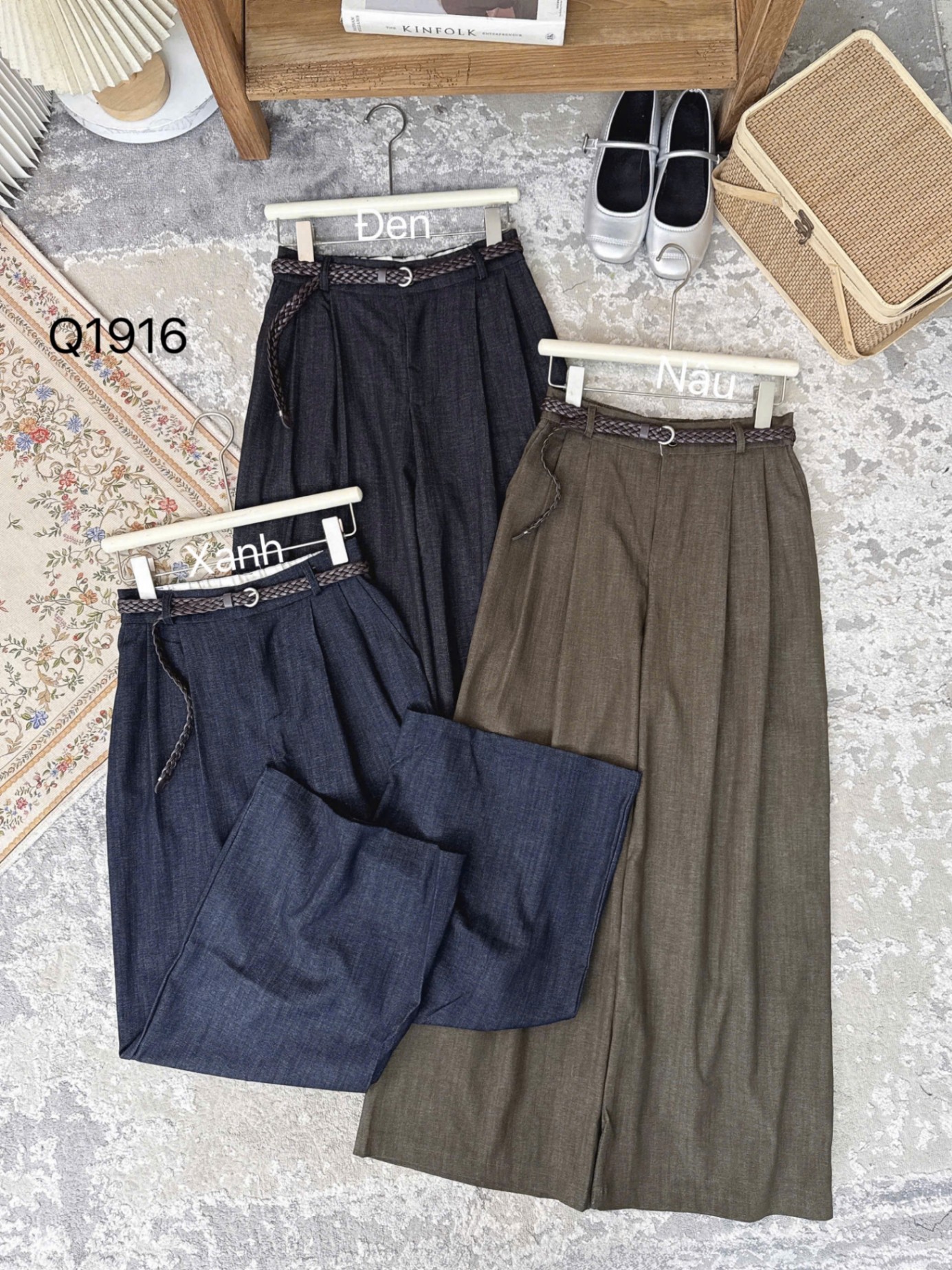 Q1916 quần giả bò đai da