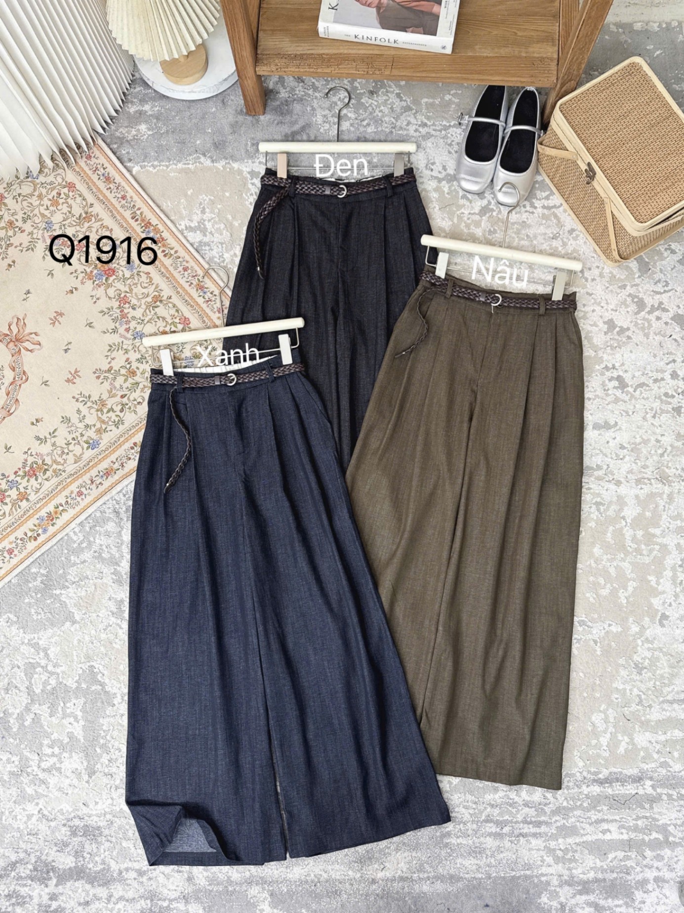 Q1916 quần giả bò đai da