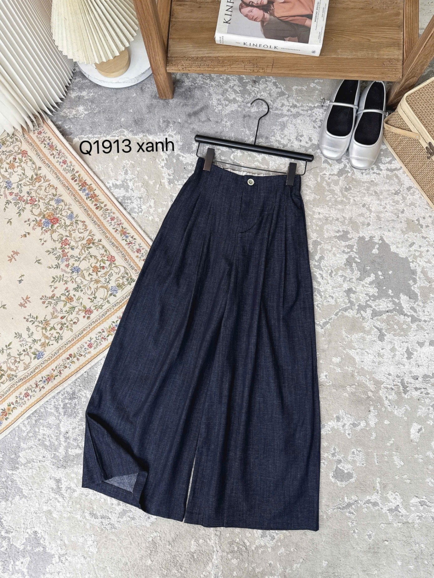 Q1913 quần giả bò ống rộng