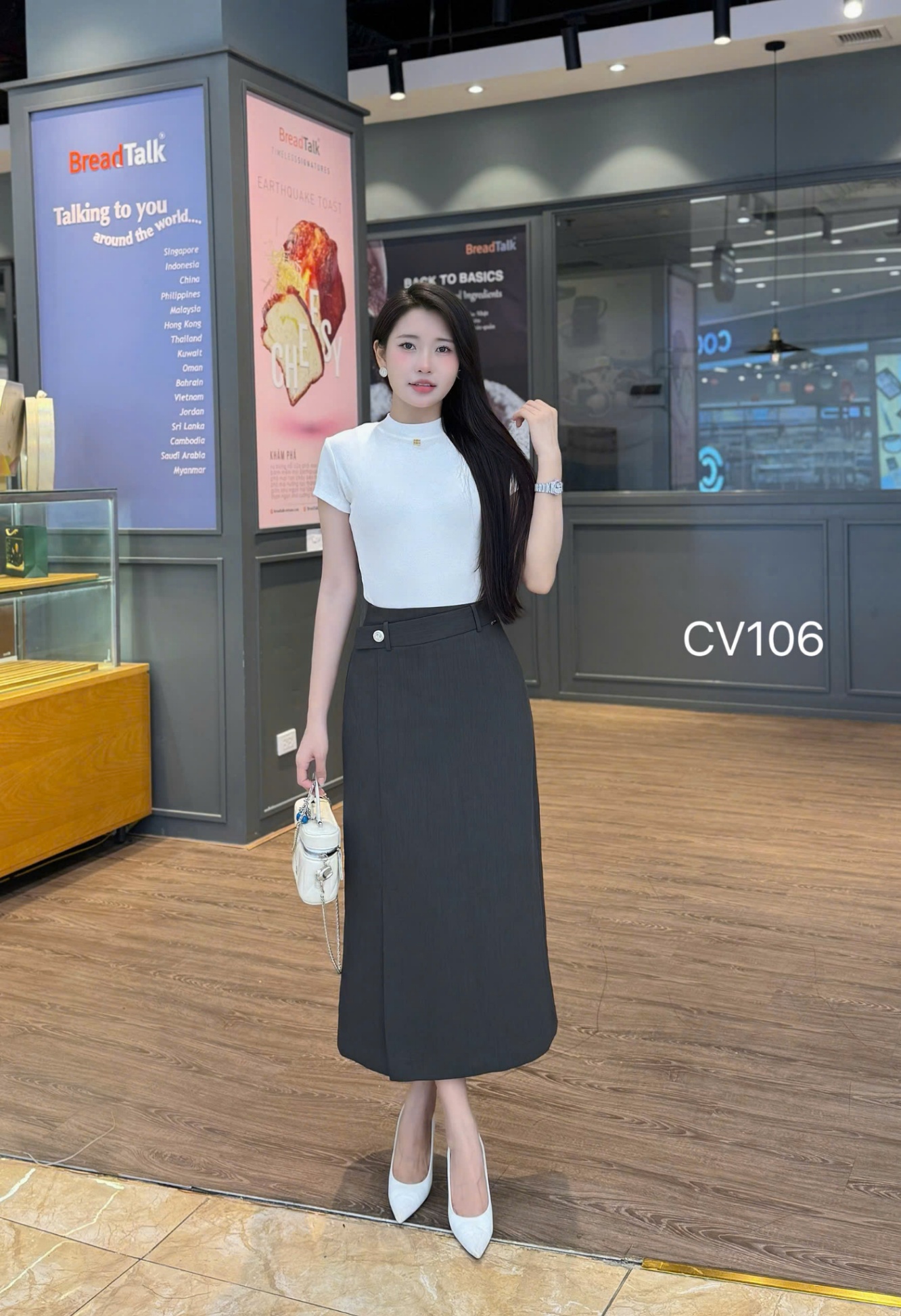 CV106 chân váy xẻ trước 1 cúc
