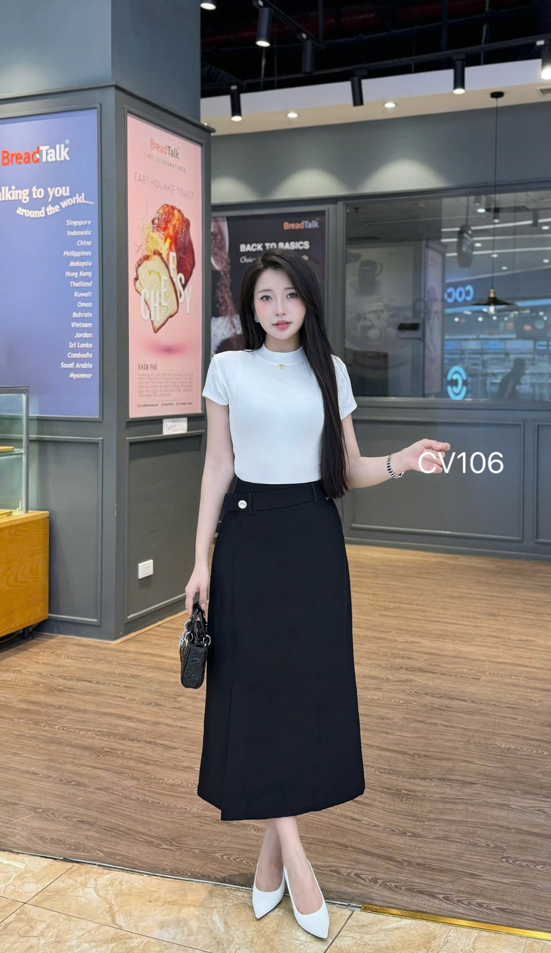 CV106 chân váy xẻ trước 1 cúc