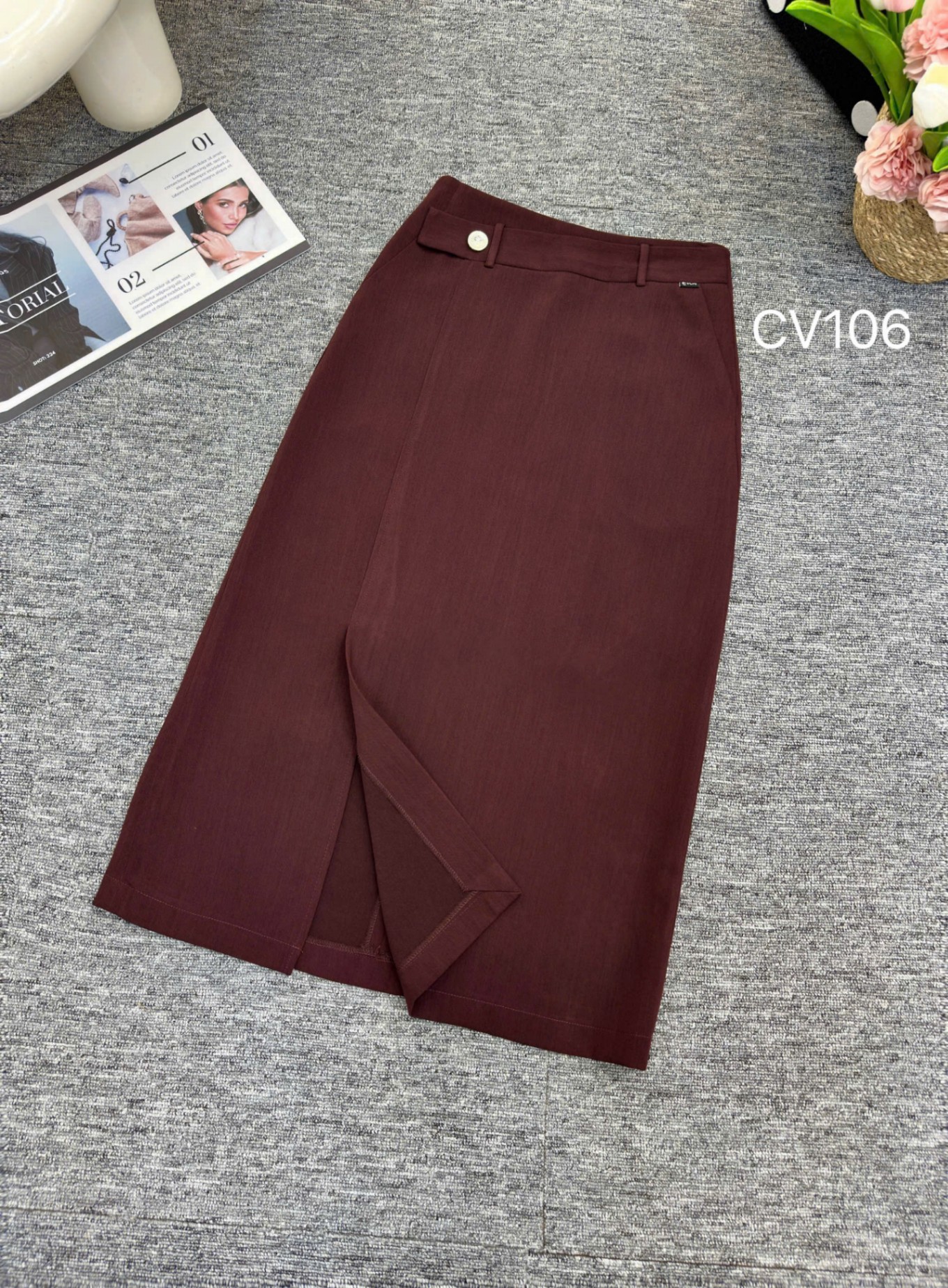 CV106 chân váy xẻ trước 1 cúc