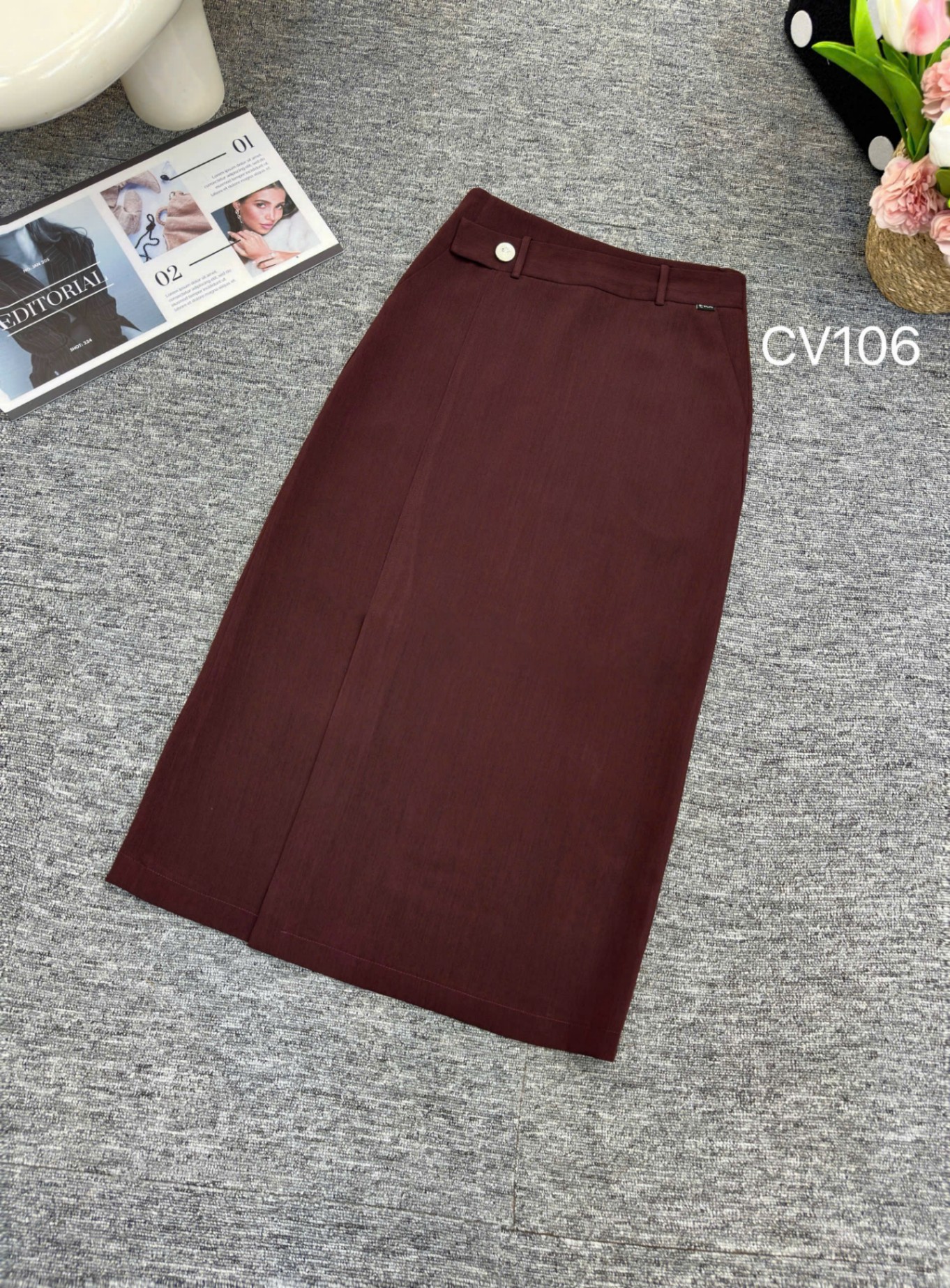 CV106 chân váy xẻ trước 1 cúc