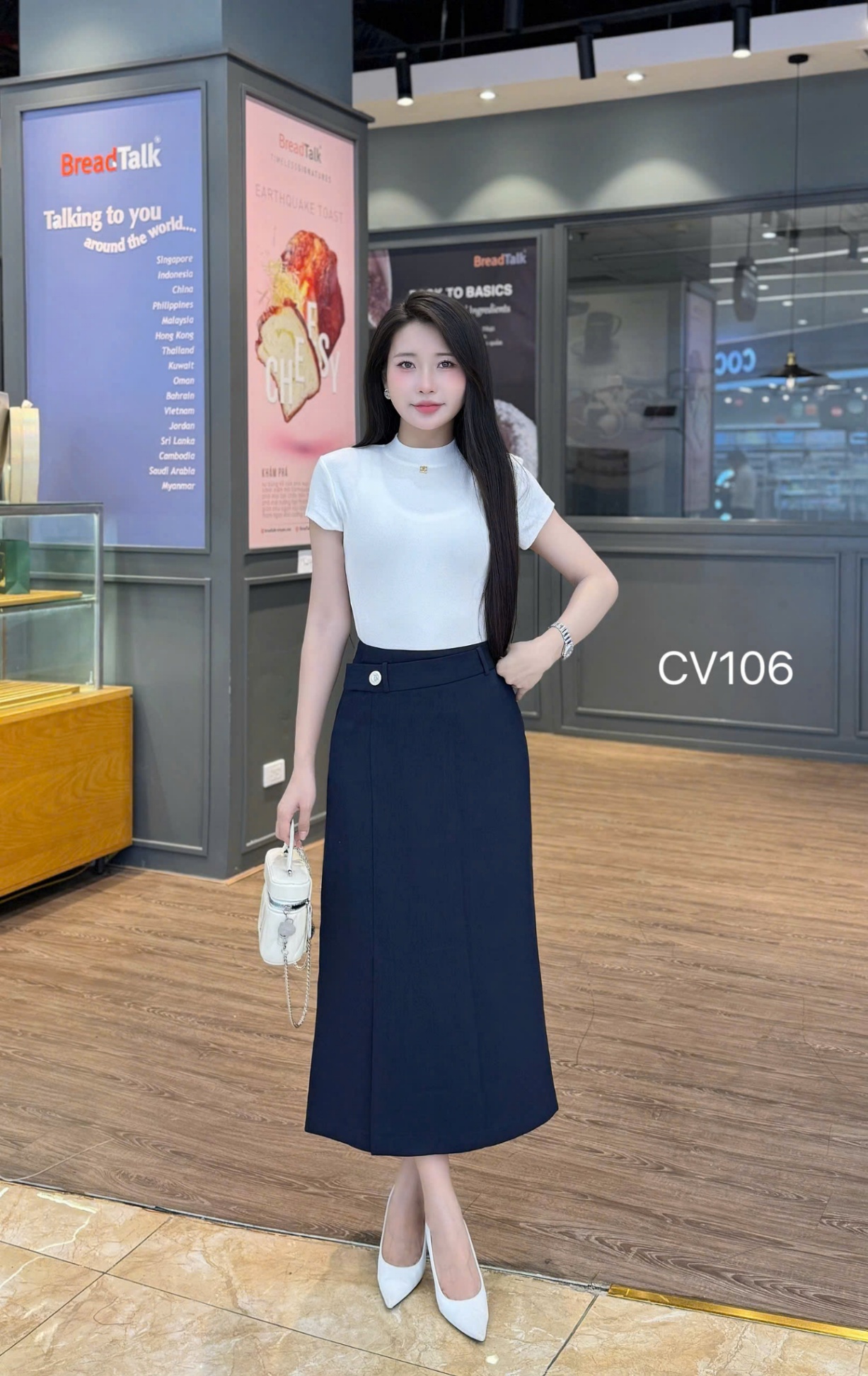 CV106 chân váy xẻ trước 1 cúc
