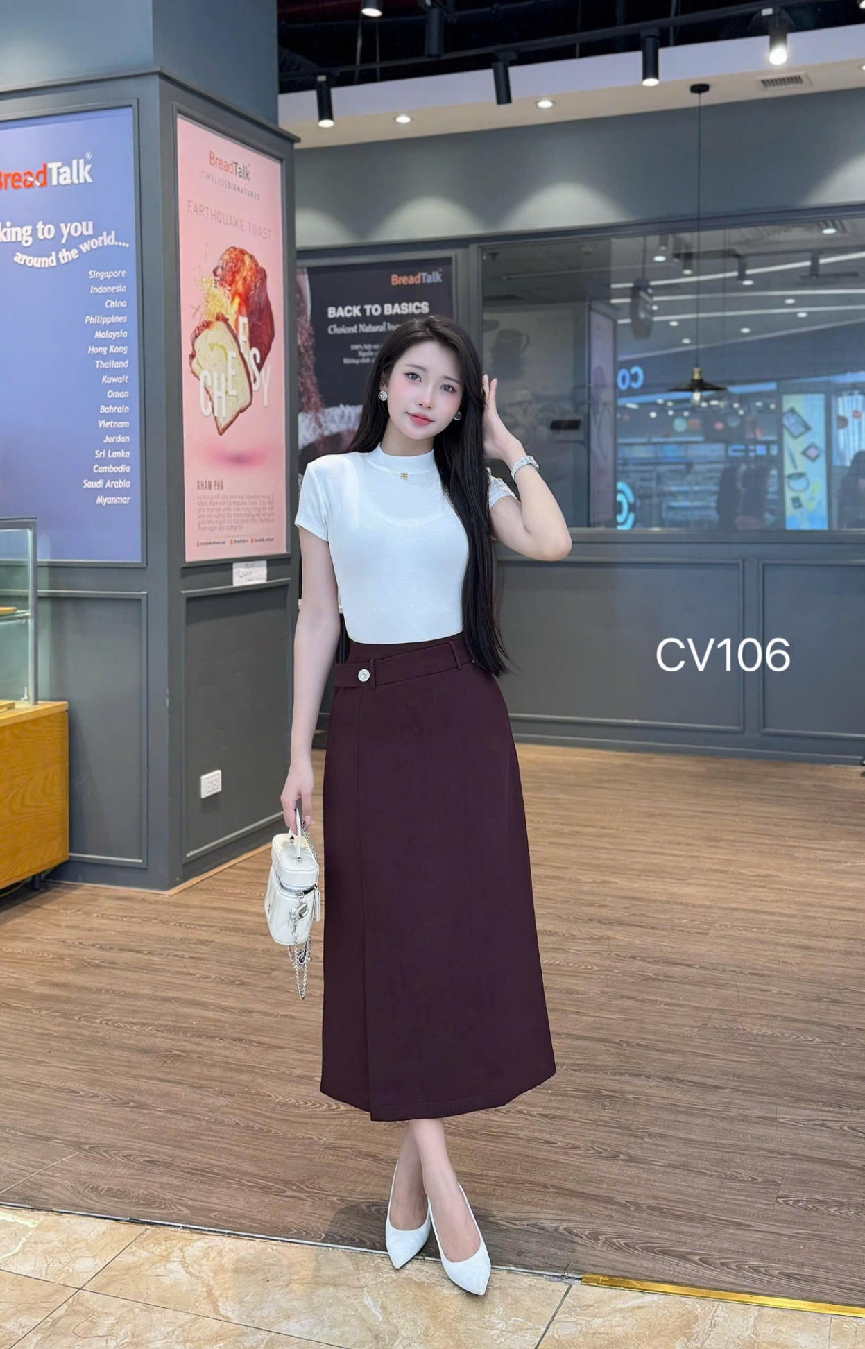 CV106 chân váy xẻ trước 1 cúc