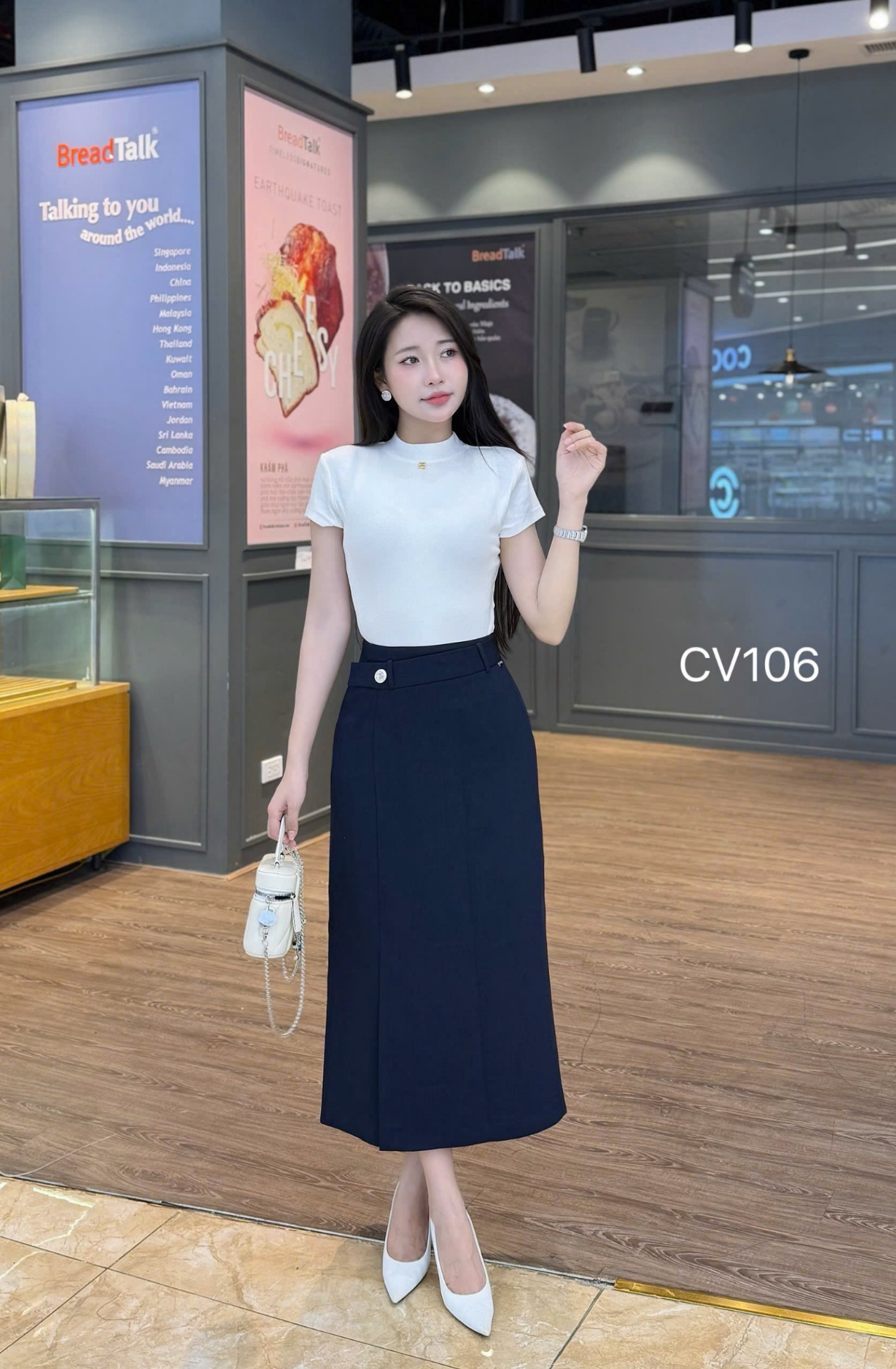 CV106 chân váy xẻ trước 1 cúc