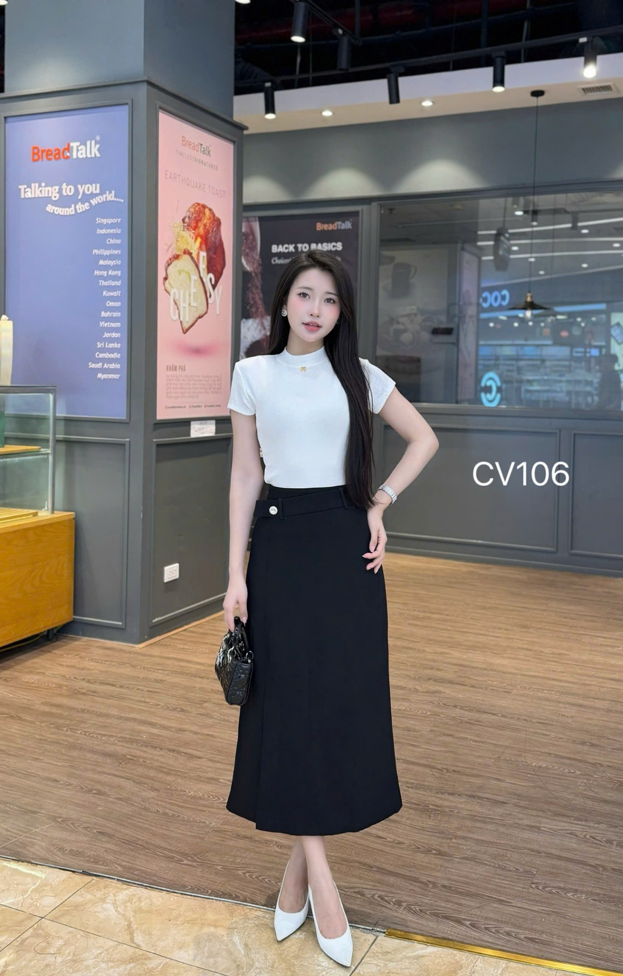 CV106 chân váy xẻ trước 1 cúc