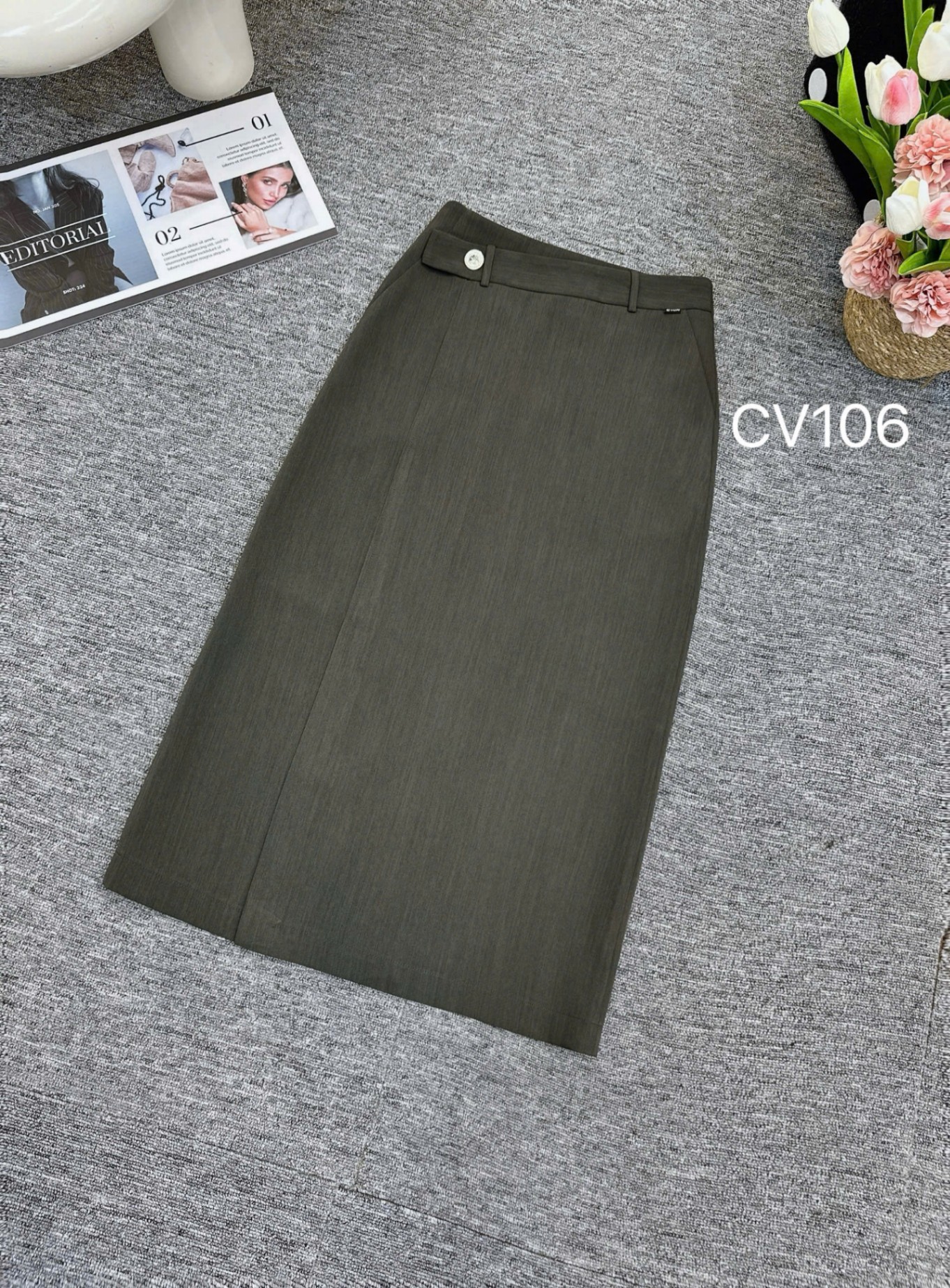 CV106 chân váy xẻ trước 1 cúc