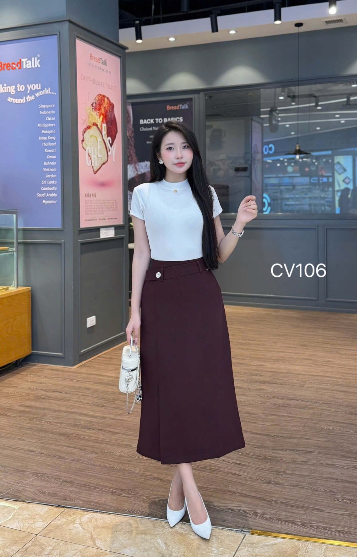 CV106 chân váy xẻ trước 1 cúc