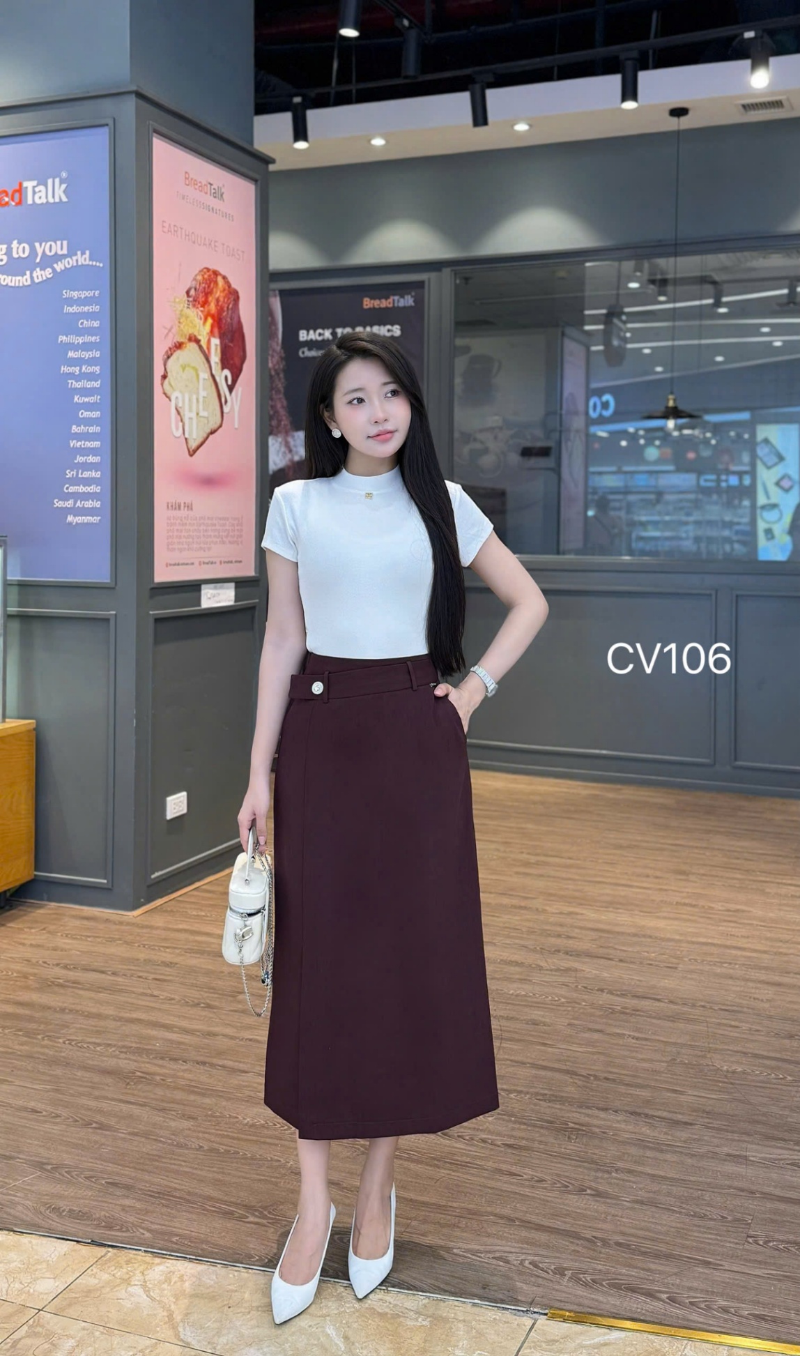 CV106 chân váy xẻ trước 1 cúc