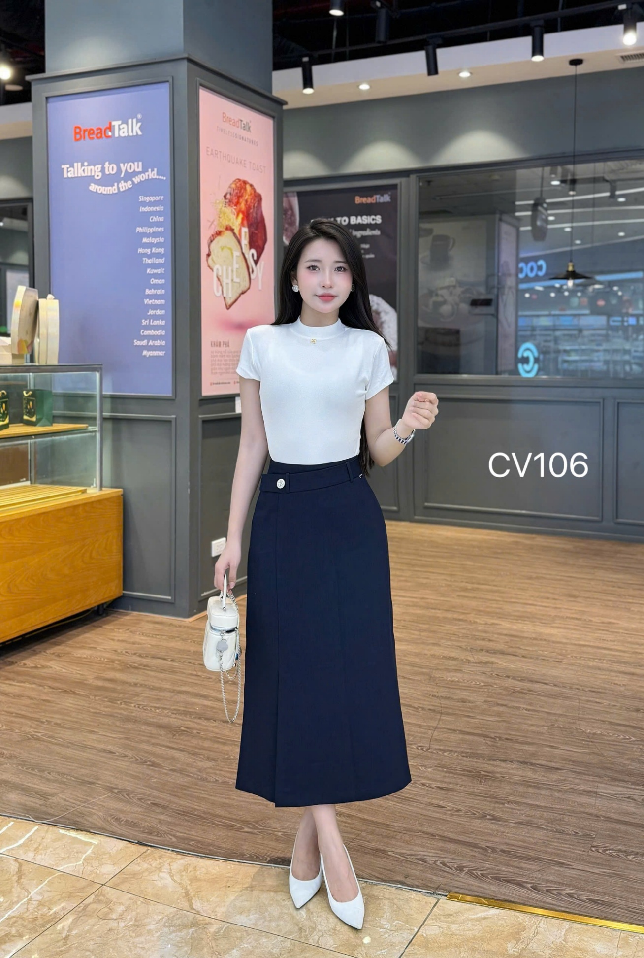 CV106 chân váy xẻ trước 1 cúc