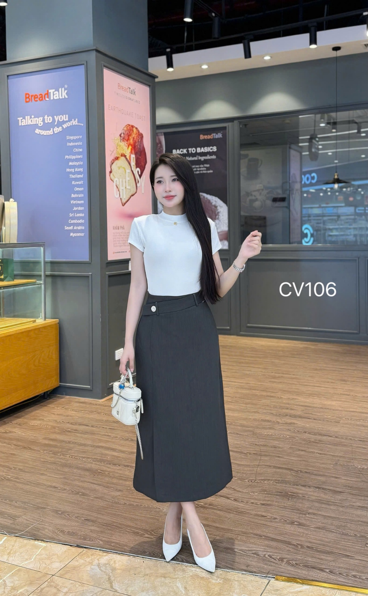 CV106 chân váy xẻ trước 1 cúc