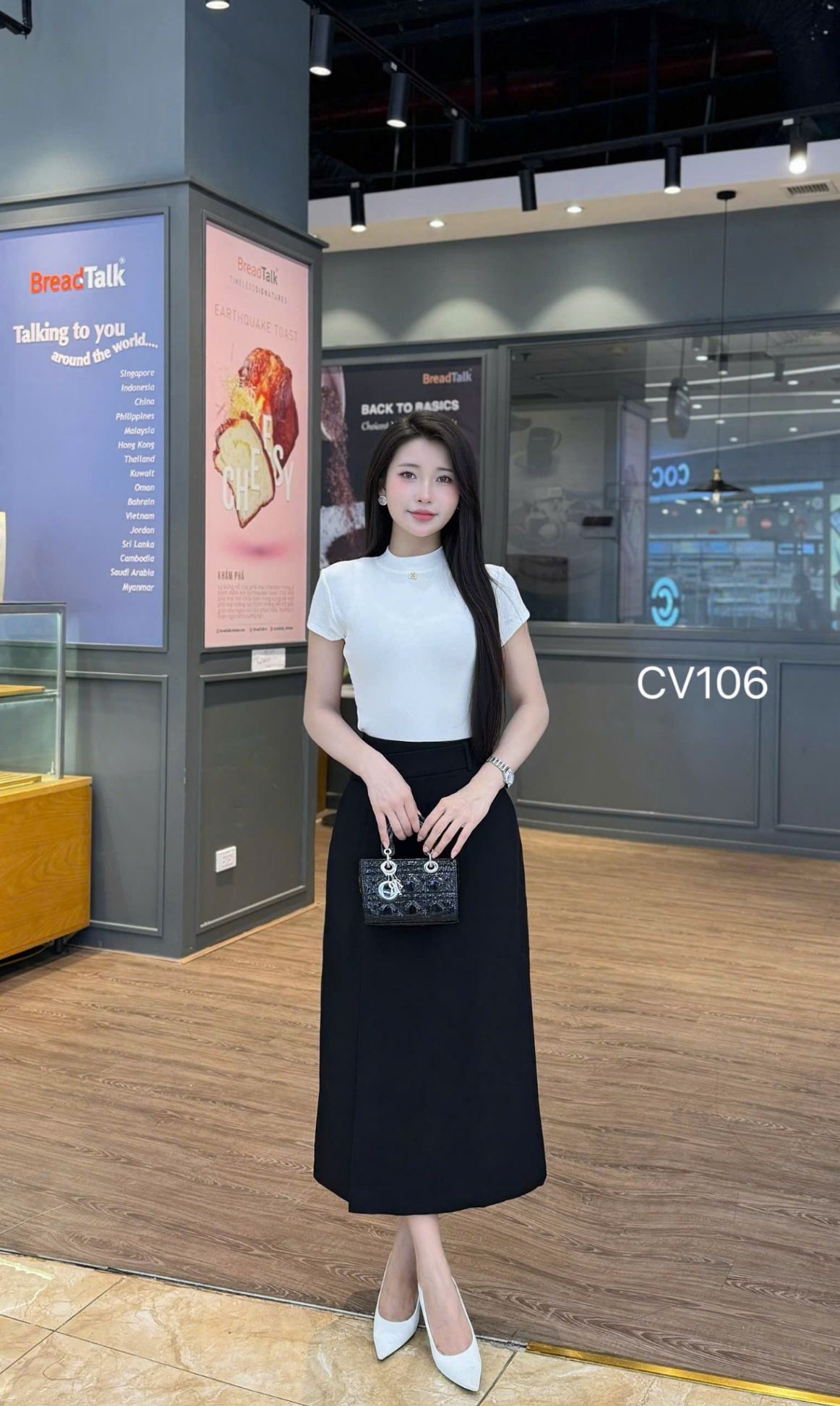 CV106 chân váy xẻ trước 1 cúc