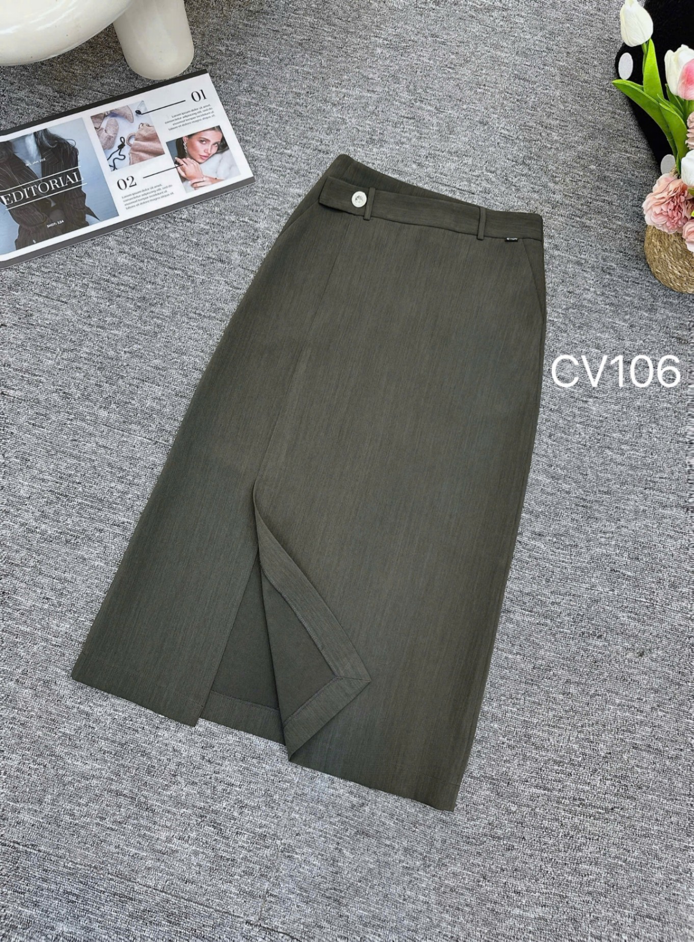 CV106 chân váy xẻ trước 1 cúc