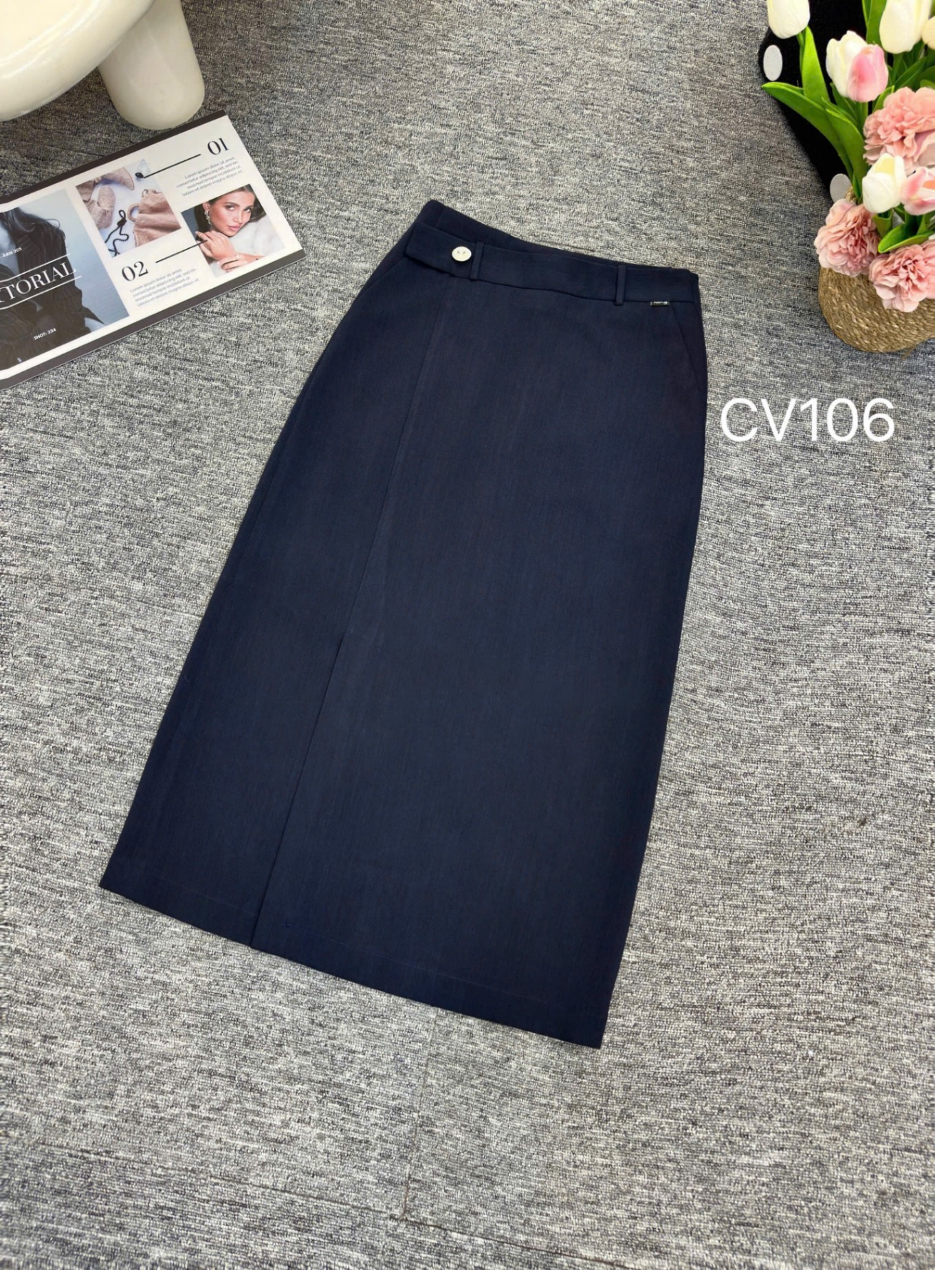 CV106 chân váy xẻ trước 1 cúc