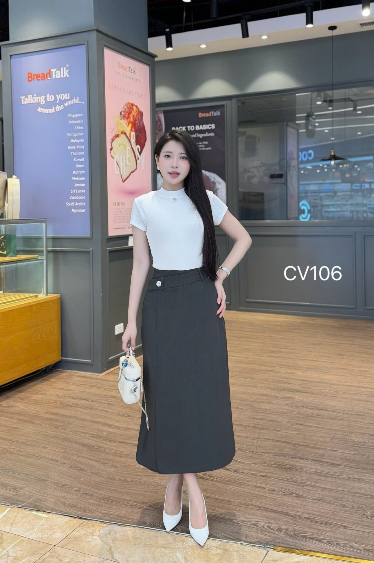 CV106 chân váy xẻ trước 1 cúc