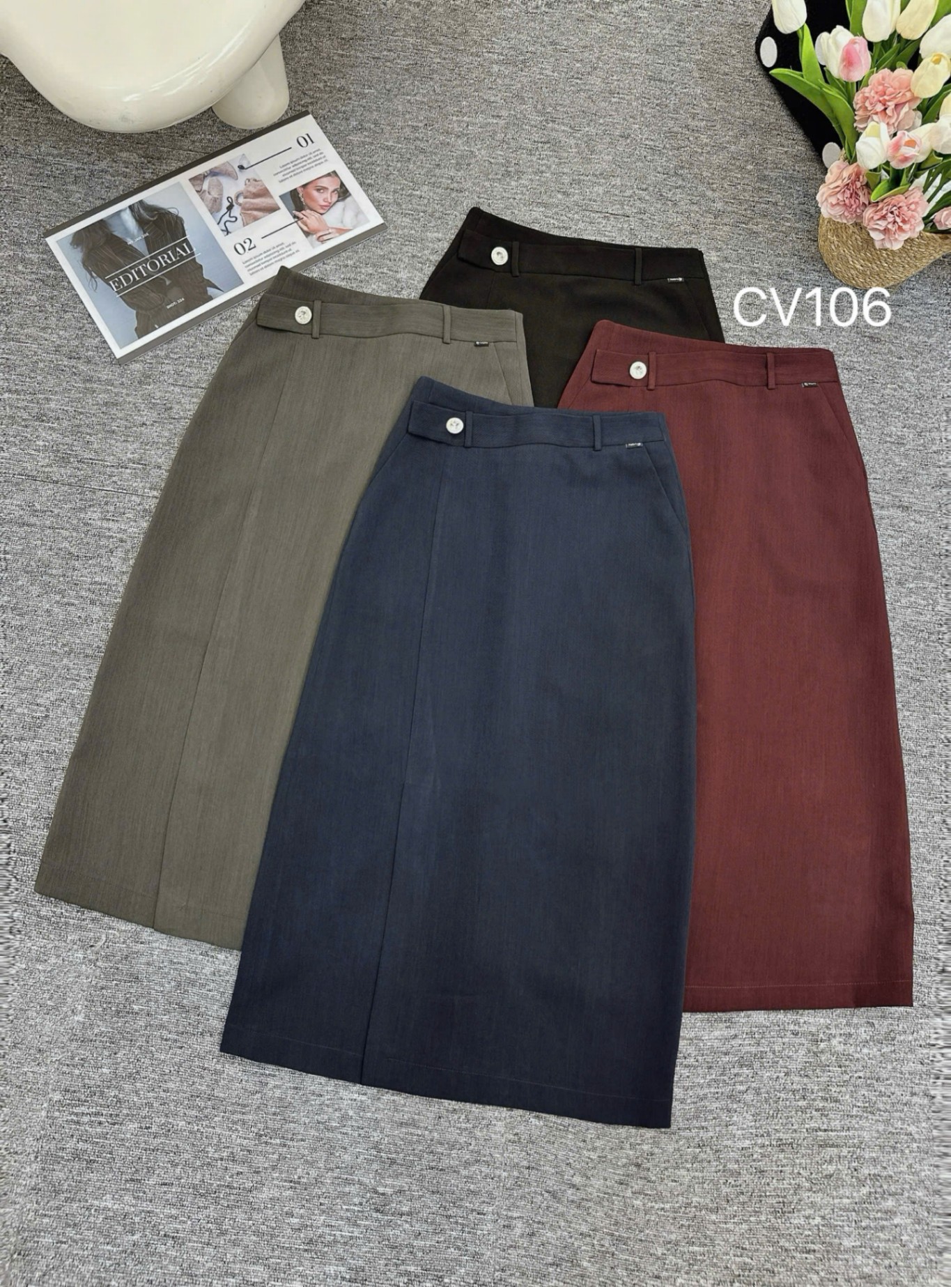 CV106 chân váy xẻ trước 1 cúc