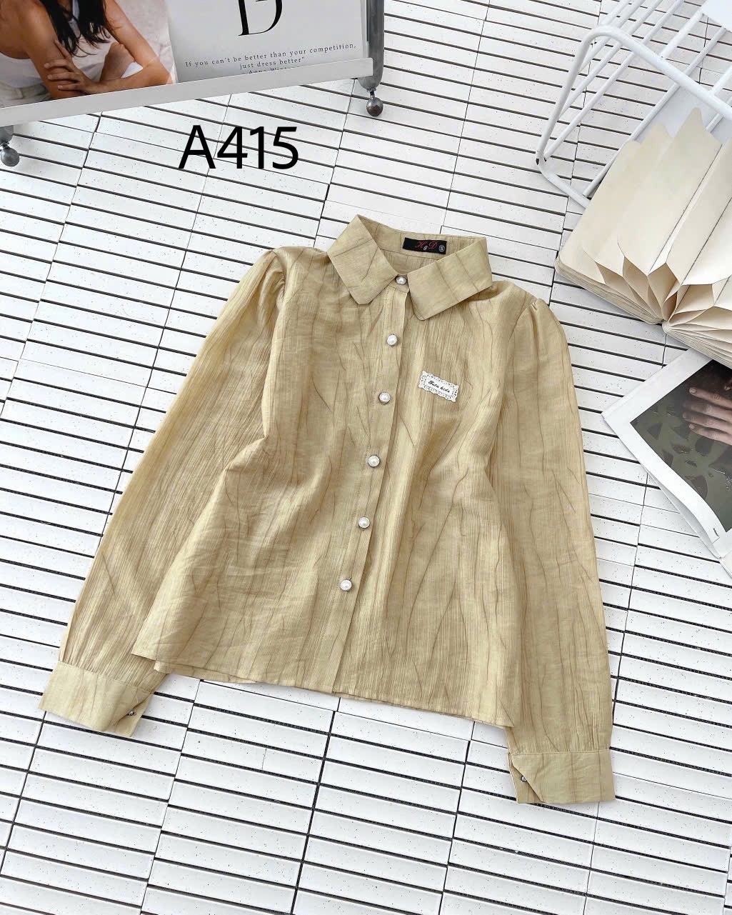A415 Áo sơ mi tay dài cúc ngọc