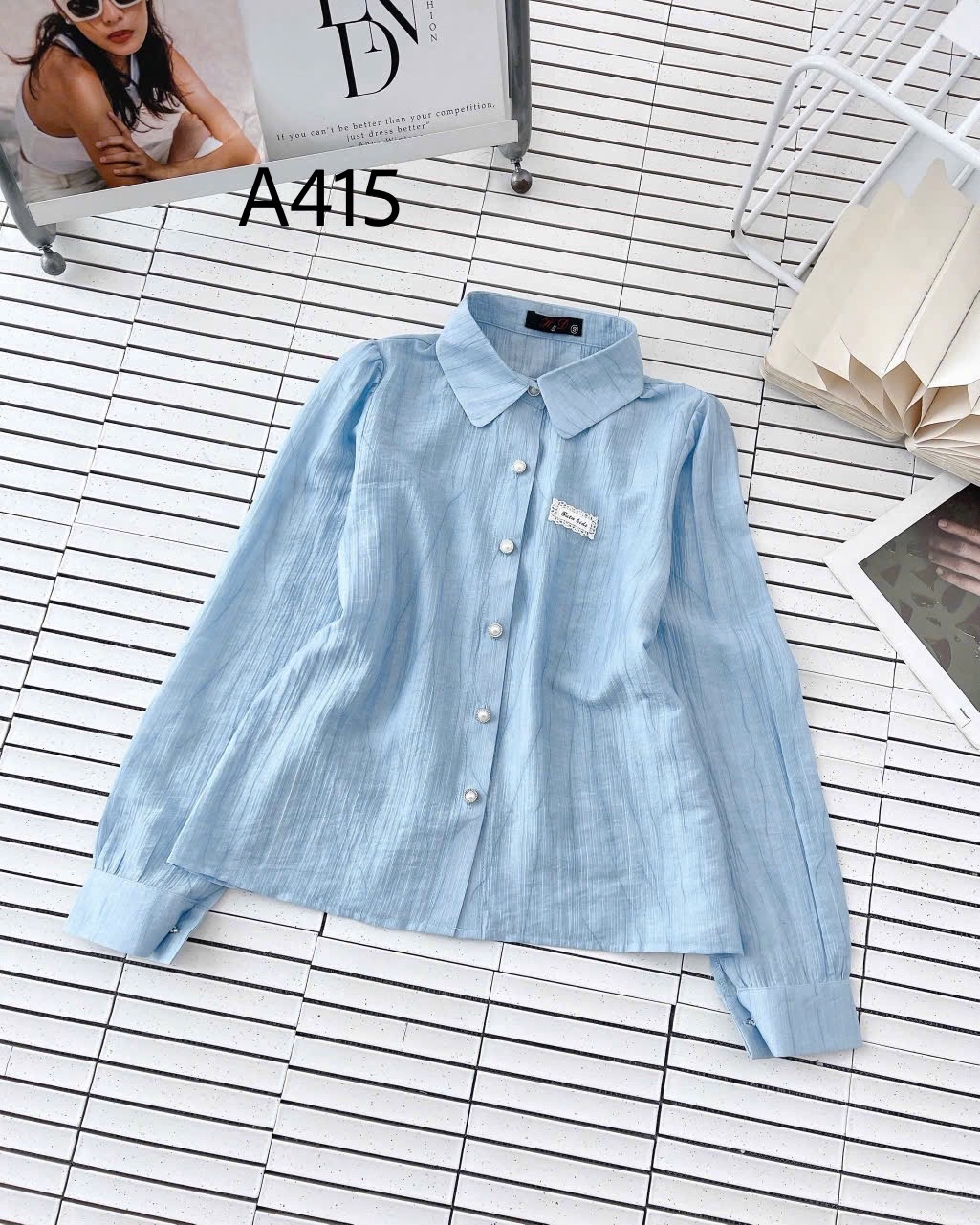 A415 Áo sơ mi tay dài cúc ngọc