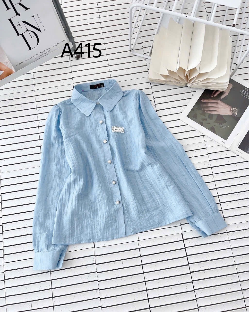 A415 Áo sơ mi tay dài cúc ngọc