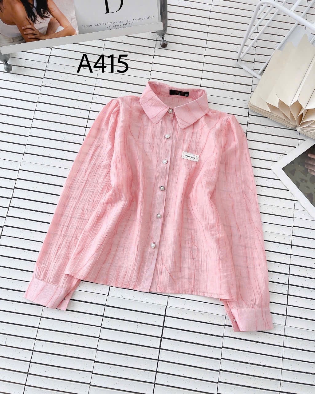 A415 Áo sơ mi tay dài cúc ngọc