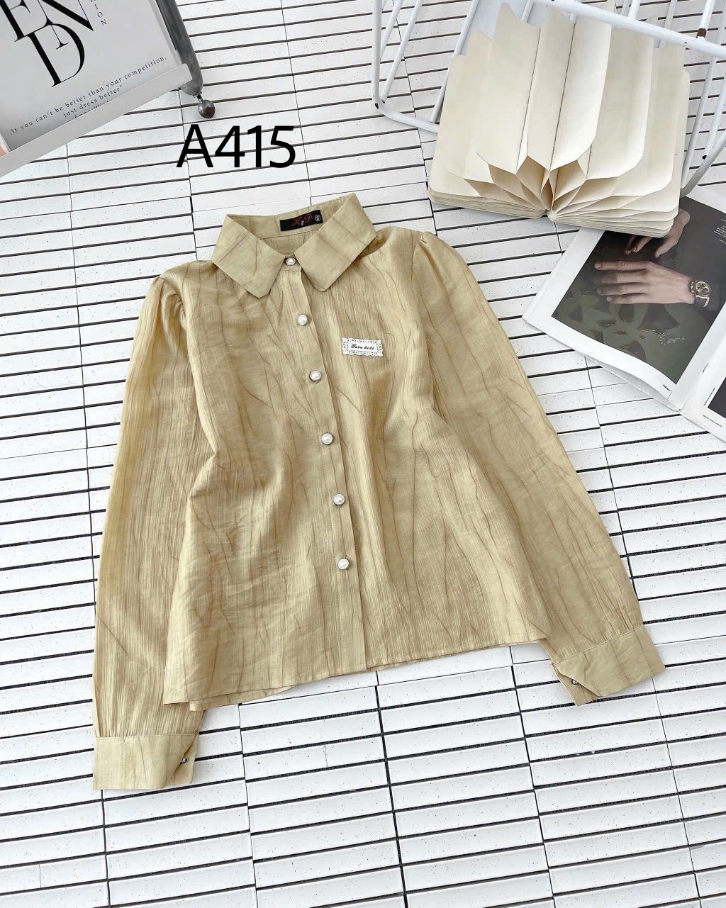A415 Áo sơ mi tay dài cúc ngọc