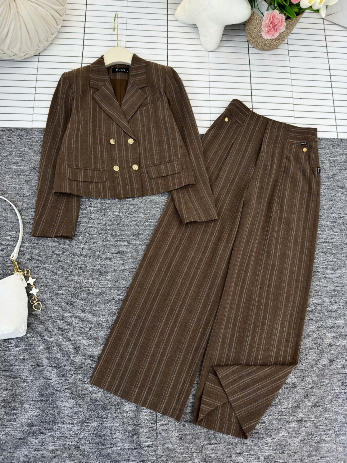 SV5 Set vest kẻ quần xuông