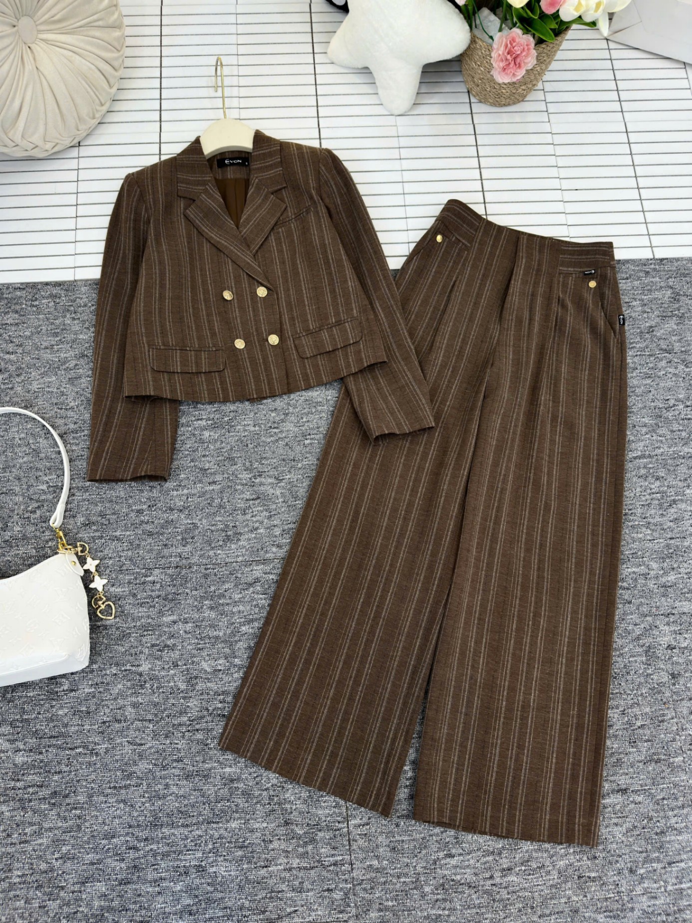SV5 Set vest kẻ quần xuông