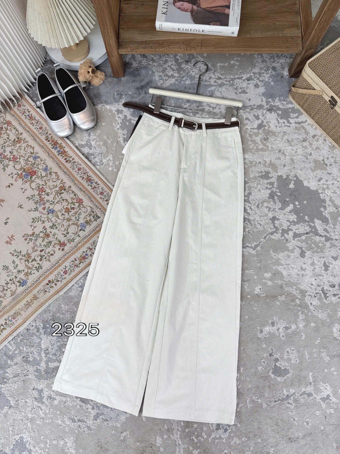 Q2325 Quần xuông may ly kèm đai