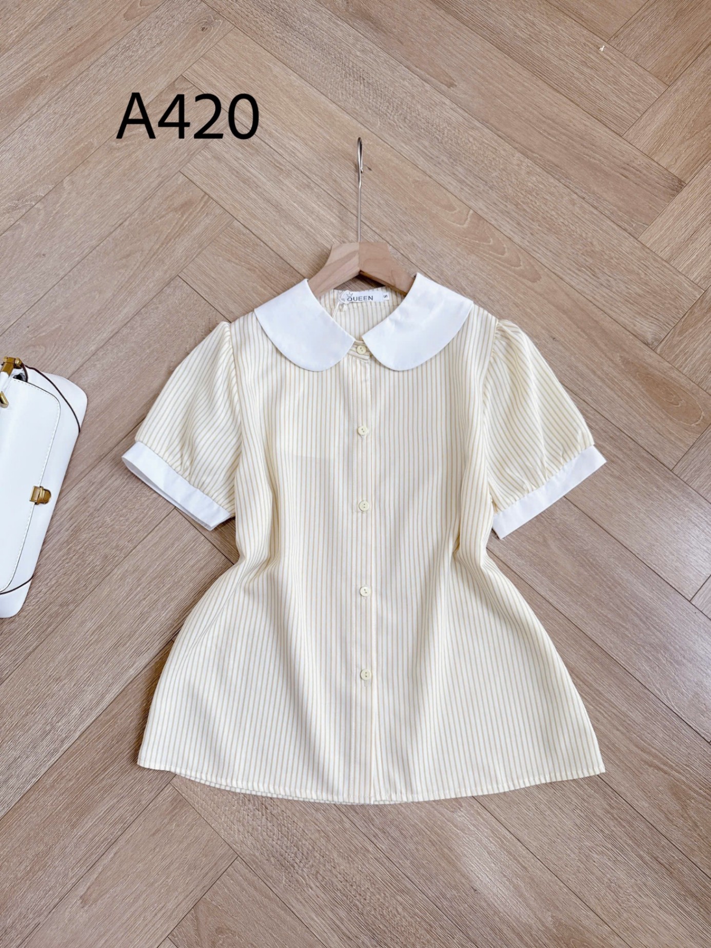 A420 Áo sơ mi kẻ cổ tròn