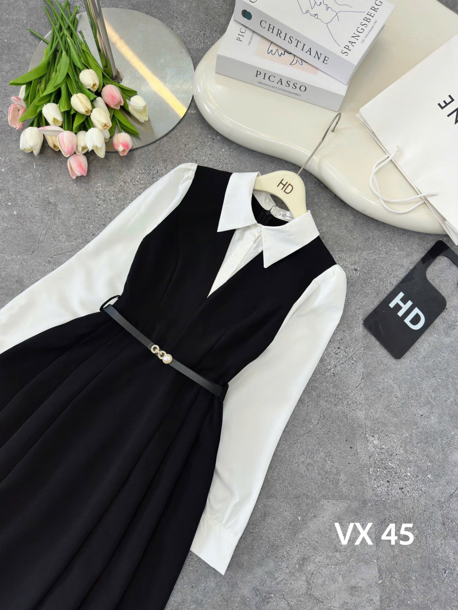 VX45 Váy liền phối sơ mi