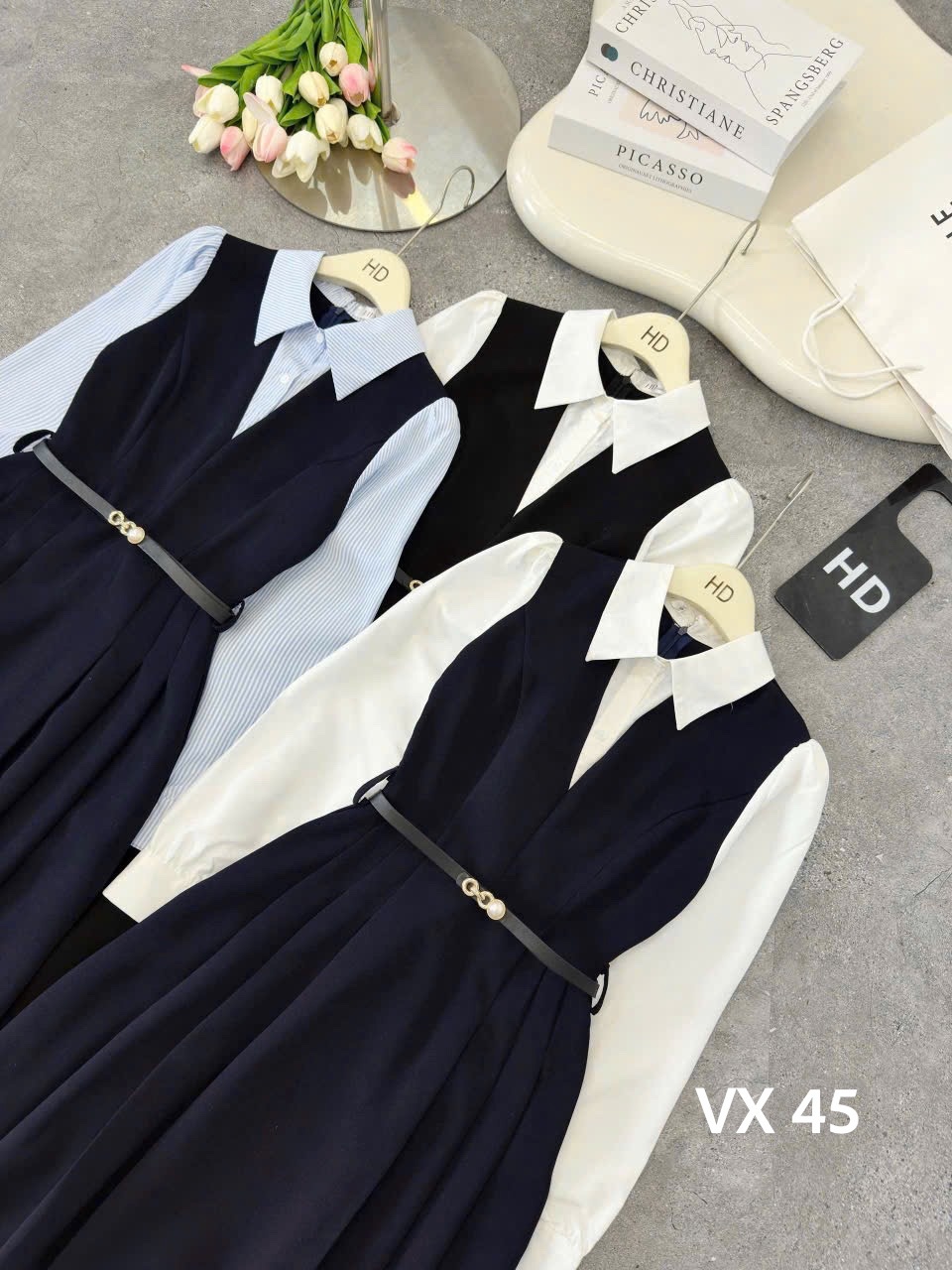 VX45 Váy liền phối sơ mi