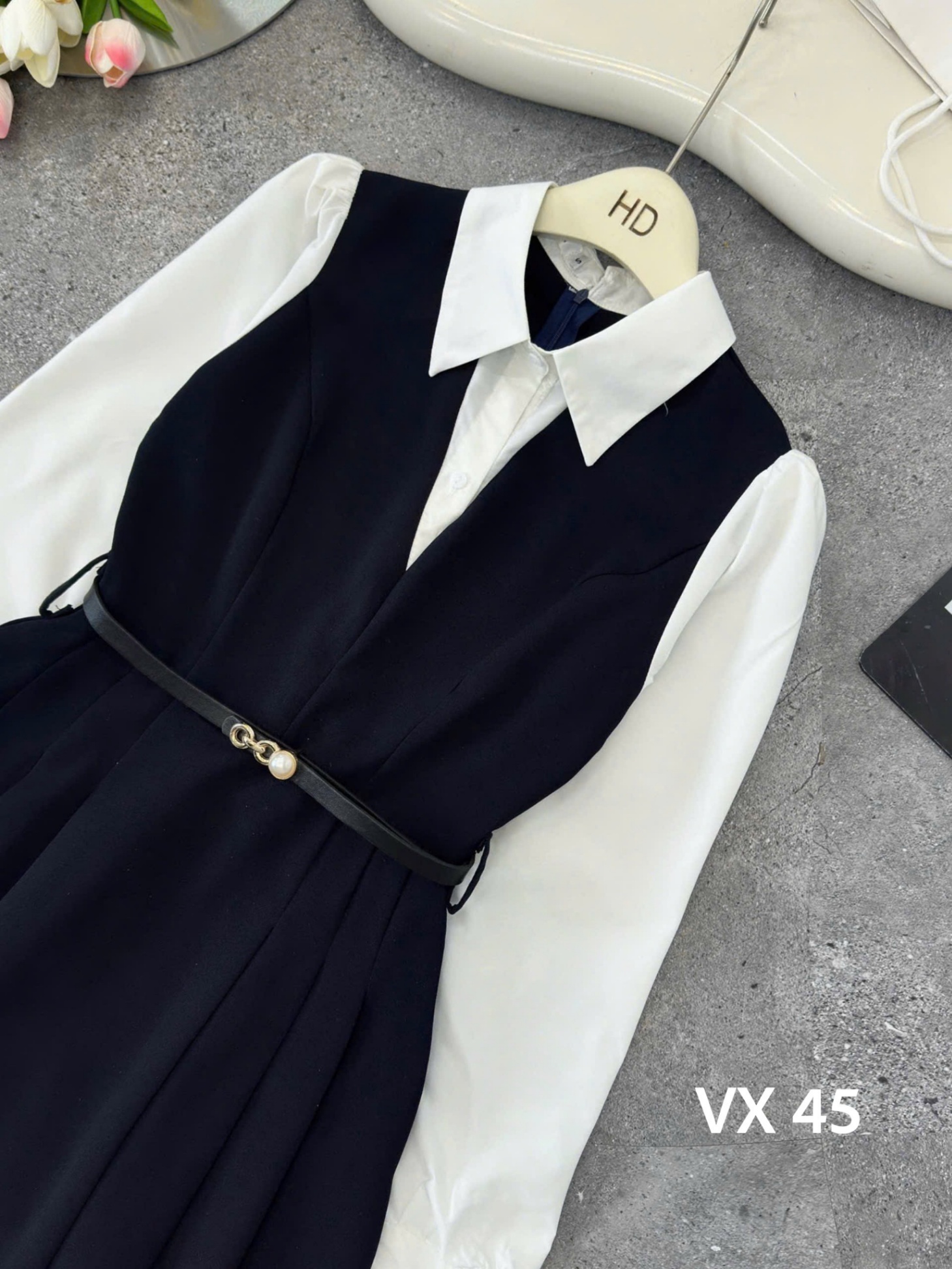 VX45 Váy liền phối sơ mi