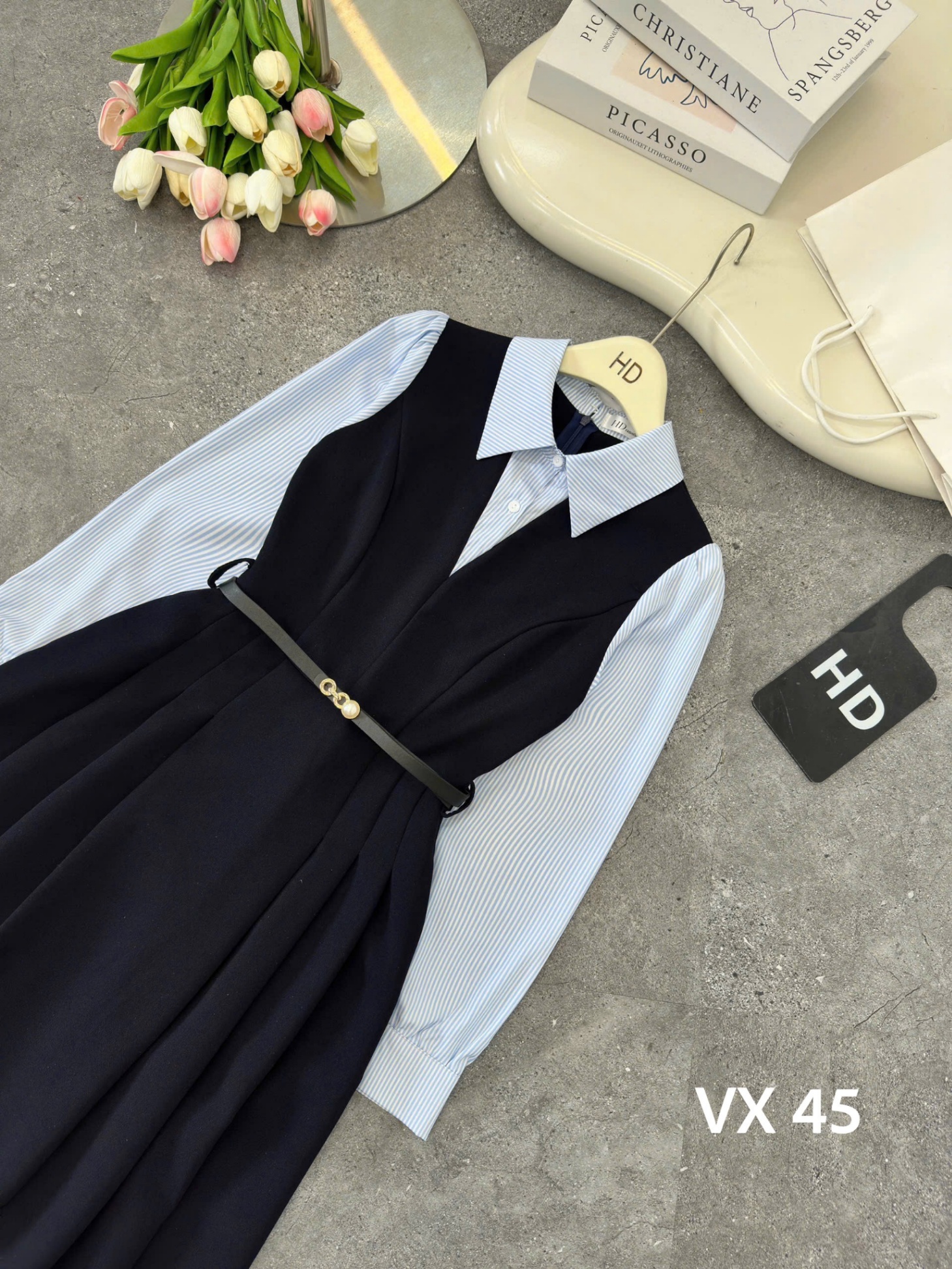 VX45 Váy liền phối sơ mi