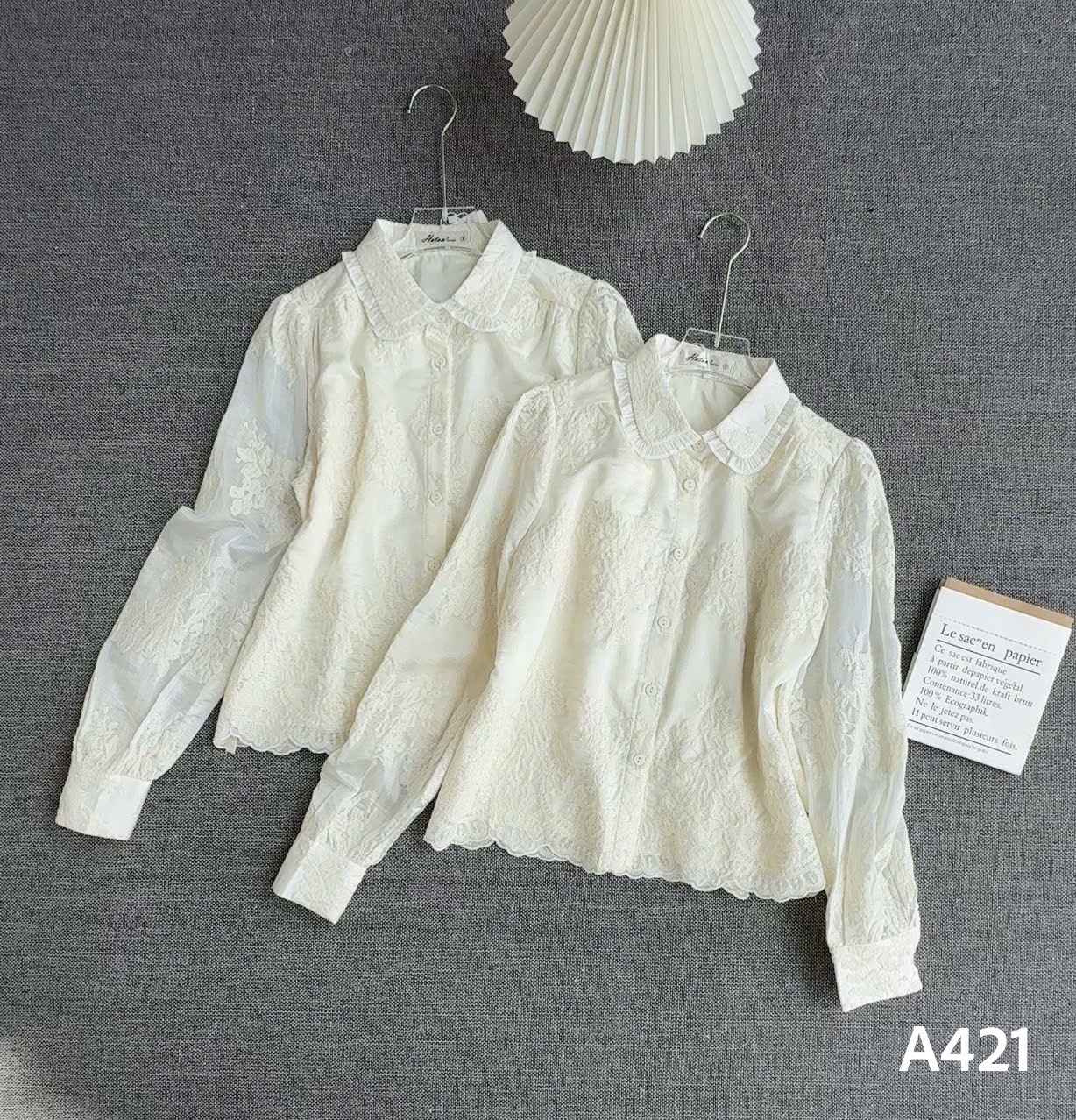 A421 Áo ren dài tay cổ bèo