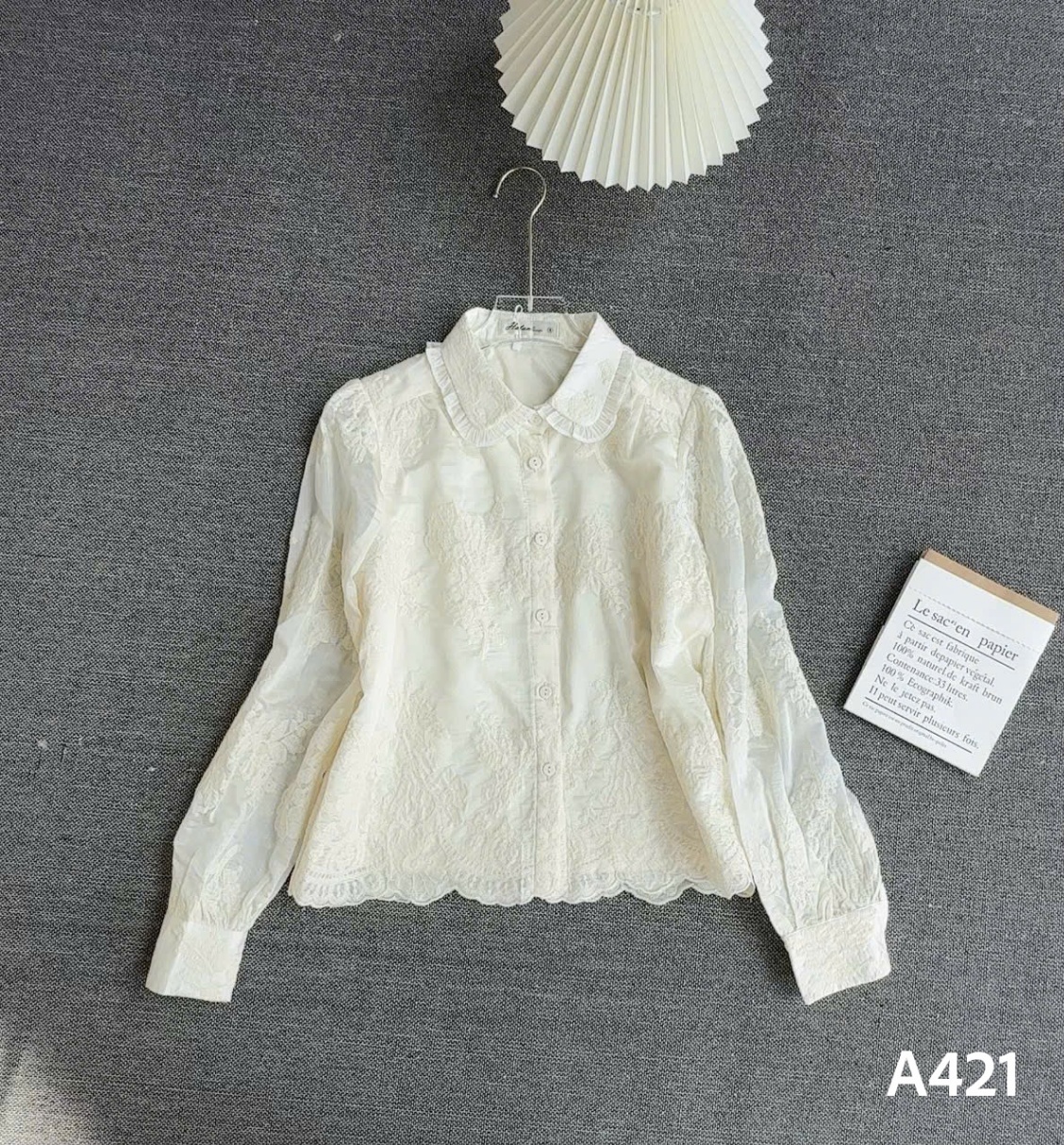 A421 Áo ren dài tay cổ bèo