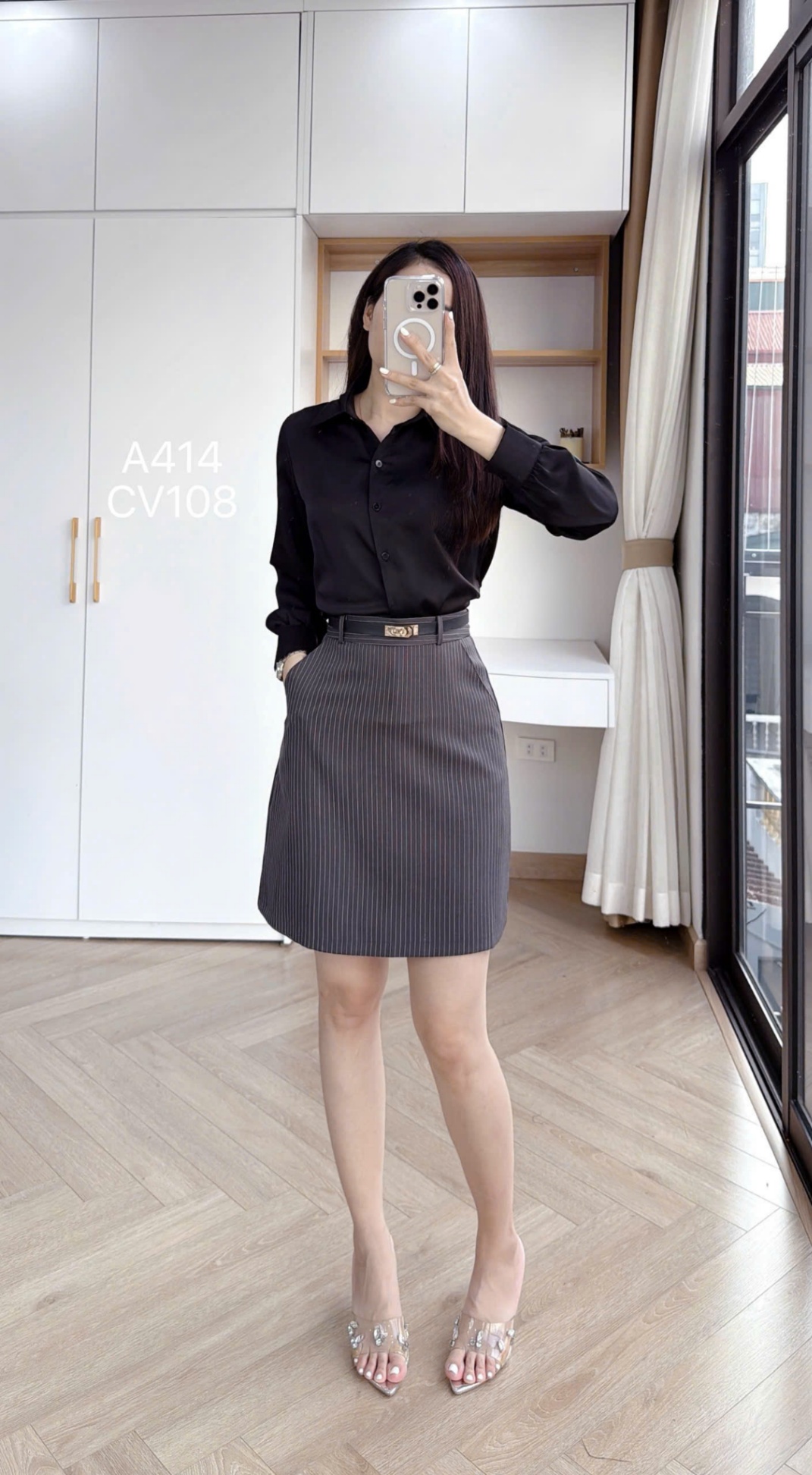 CV108 Chân váy kẻ A ngắn 45cm