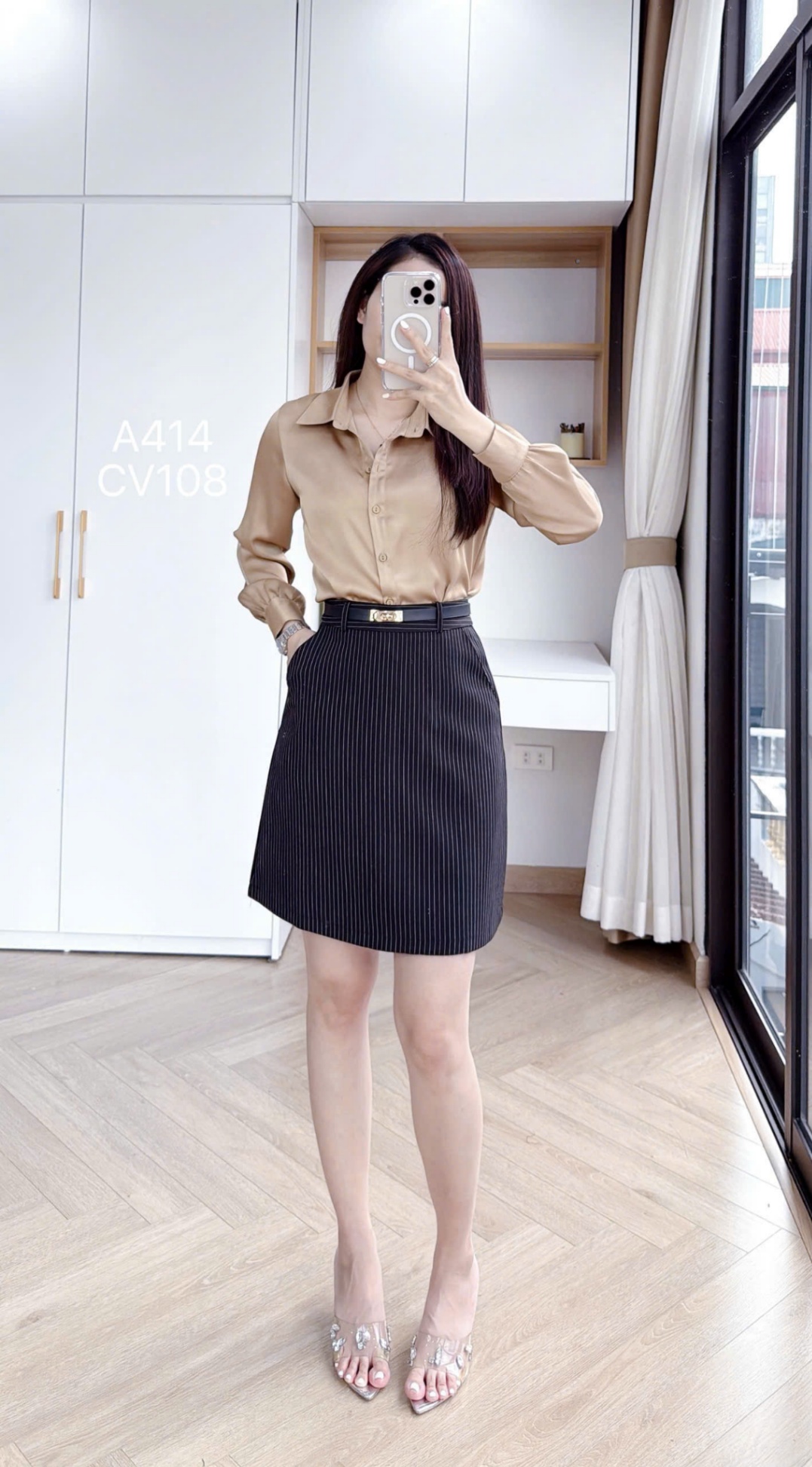 CV108 Chân váy kẻ A ngắn 45cm