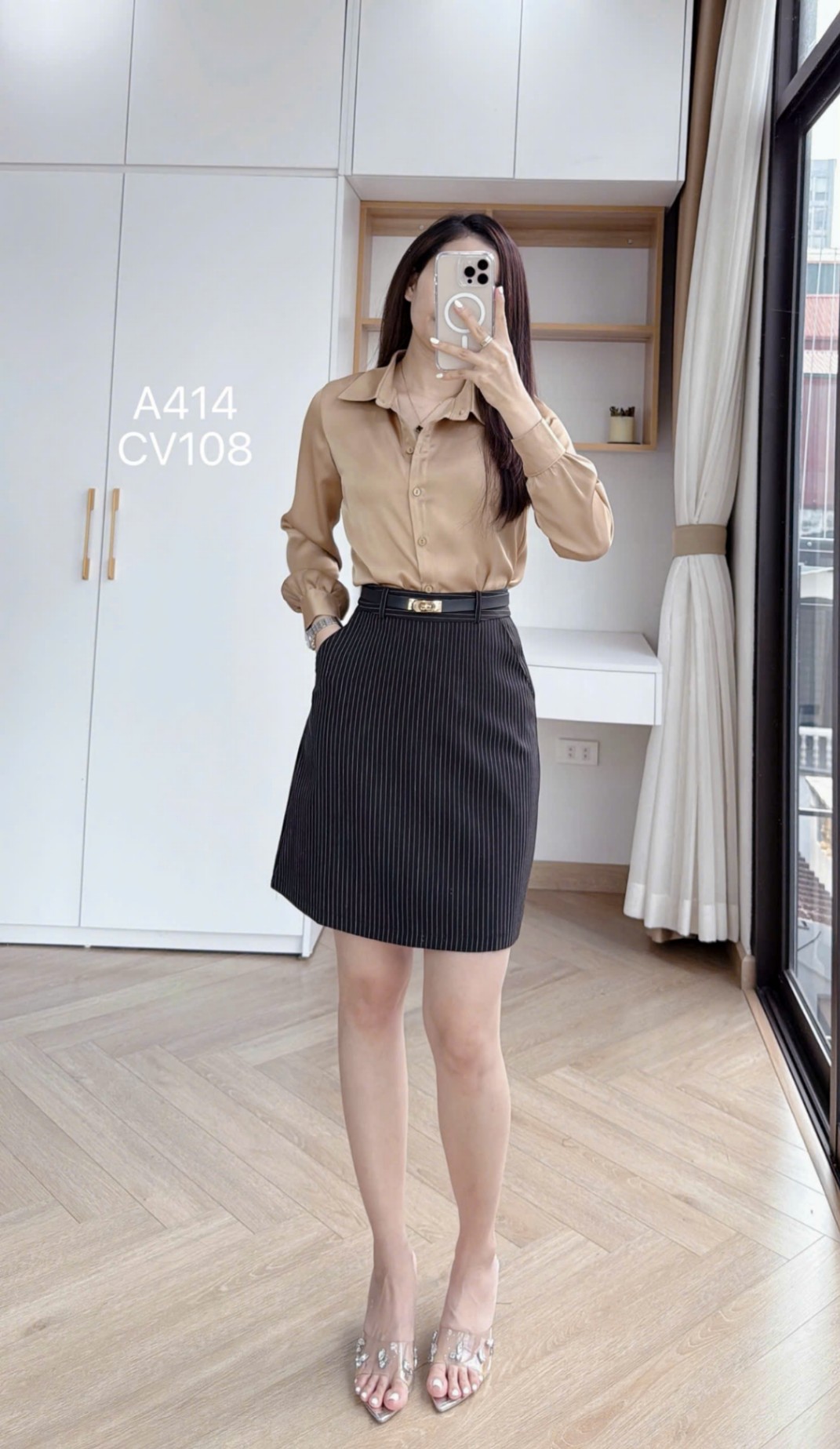 CV108 Chân váy kẻ A ngắn 45cm