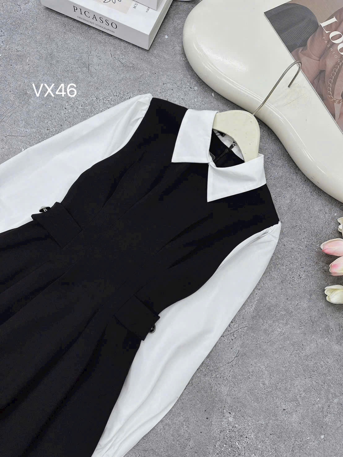 VX46 váy ly eo cổ đức